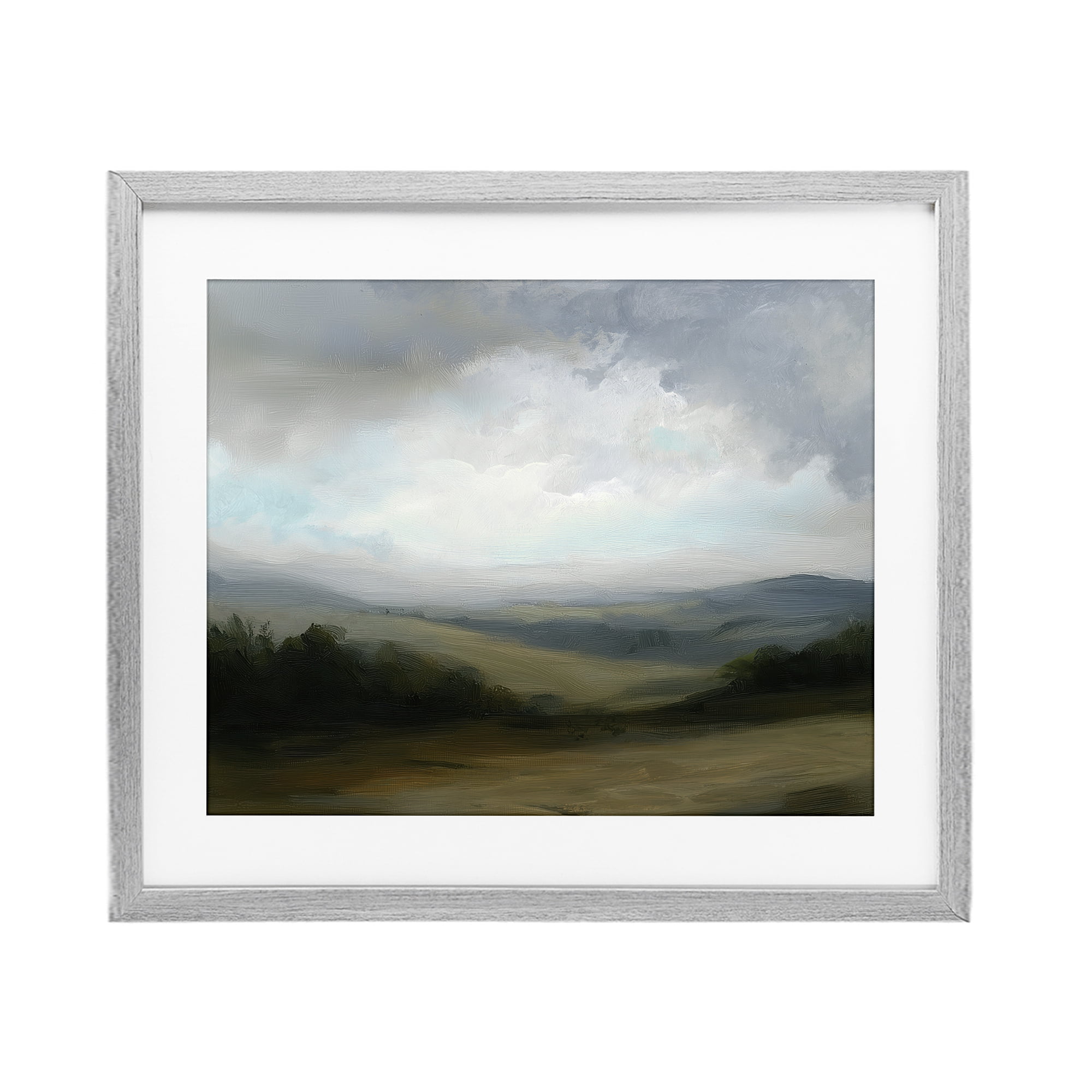 Stupell Industries Refreshed Quiet Rolling Hills Gray Framed Print Under Glass, design by Annabelle Hall