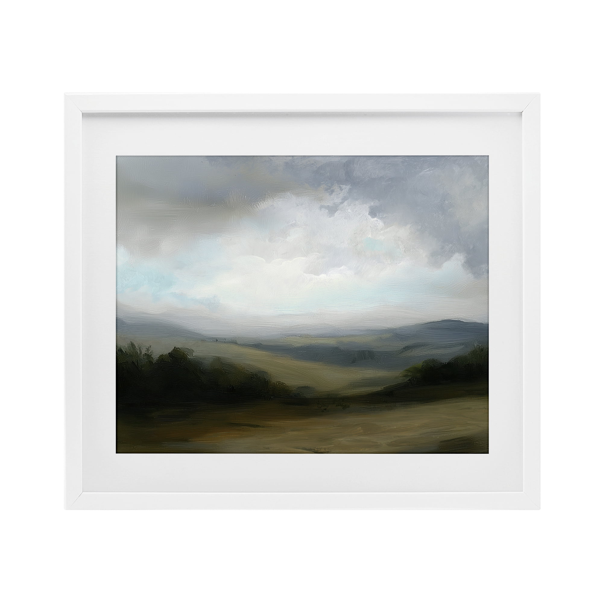 Stupell Industries Refreshed Quiet Rolling Hills White Framed Print Under Glass, design by Annabelle Hall