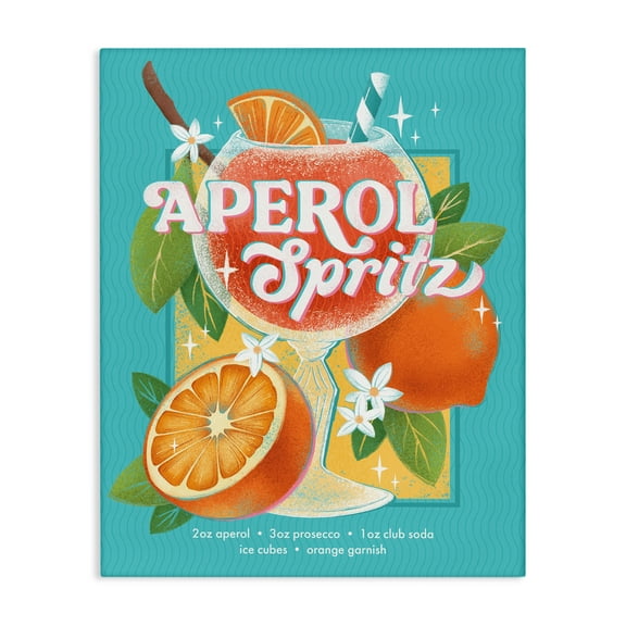 Stupell Industries Refreshing Retro Aperol & Recipe Canvas Wall Art design by Courtney Morgenstern, 40 x 30