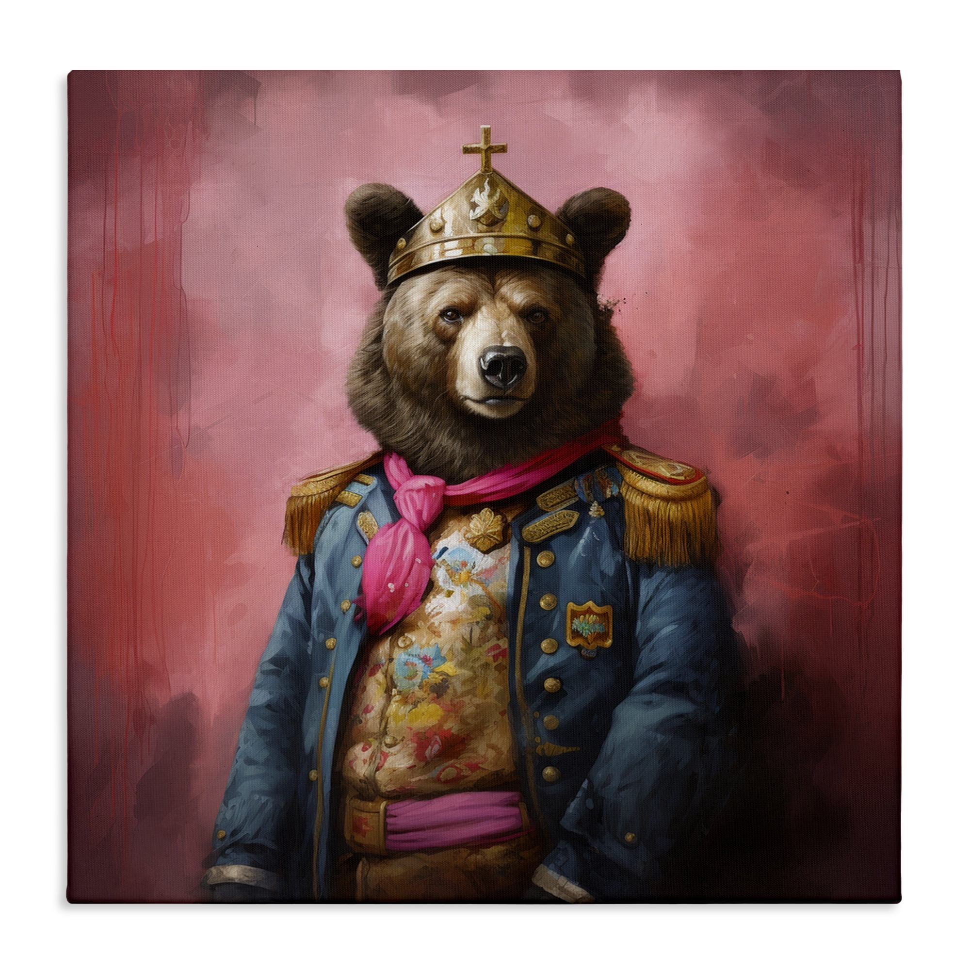 Stupell Industries Regal Bear Portrait Animals & Insects Painting Gallery Wrapped Canvas Art Print Wall Art, 36 x 36