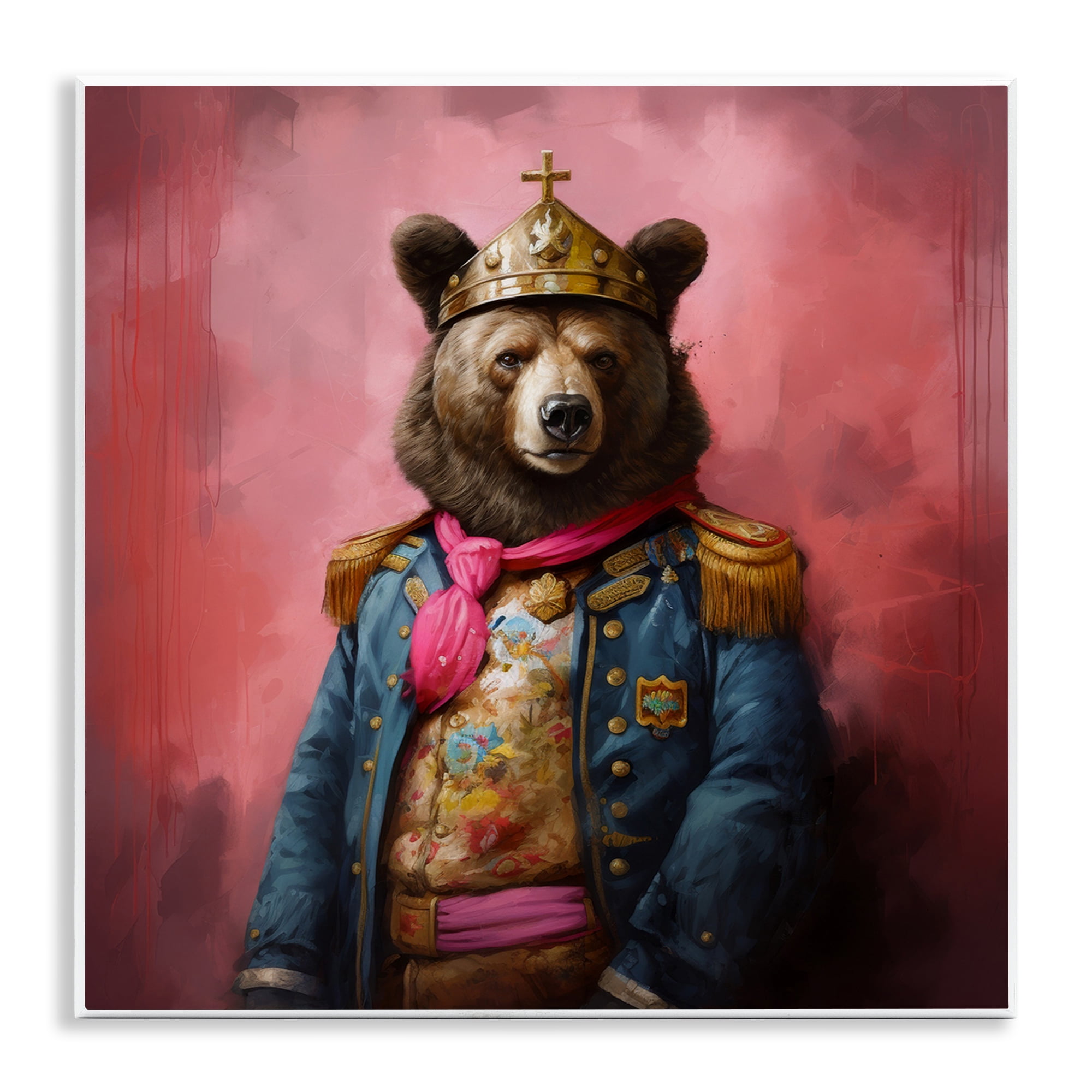Stupell Industries Regal Bear Portrait Animals & Insects Painting Unframed Art Print Wall Art, 12 x 12