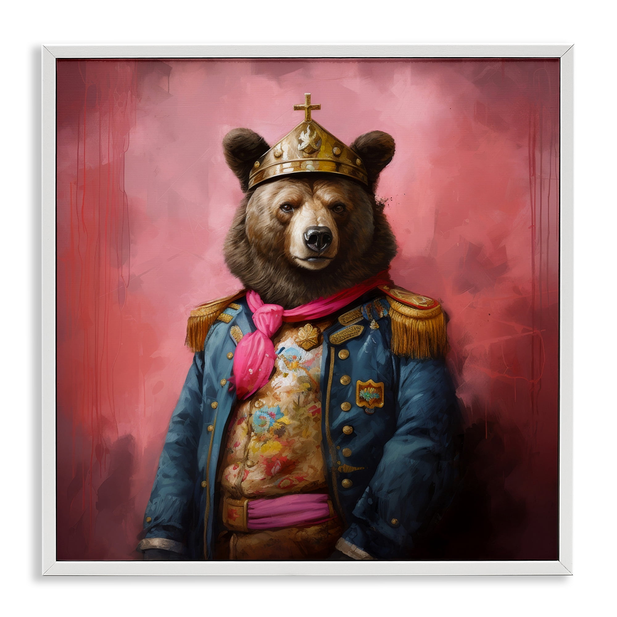 Stupell Industries Regal Bear Portrait Animals & Insects Painting White Framed Art Print Wall Art, 24 x 24