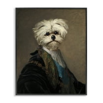 Stupell Industries Regal Bichon Frise Portrait Animals & Insects Painting Black Framed Art Print Wall Art, 11 x 14