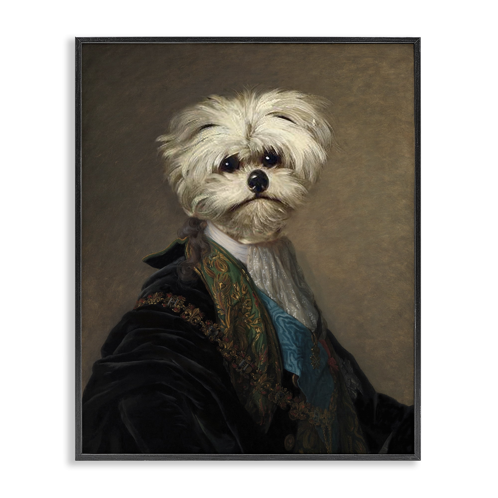 Stupell Industries Regal Bichon Frise Portrait Animals & Insects Painting Black Framed Art Print Wall Art, 24 x 30