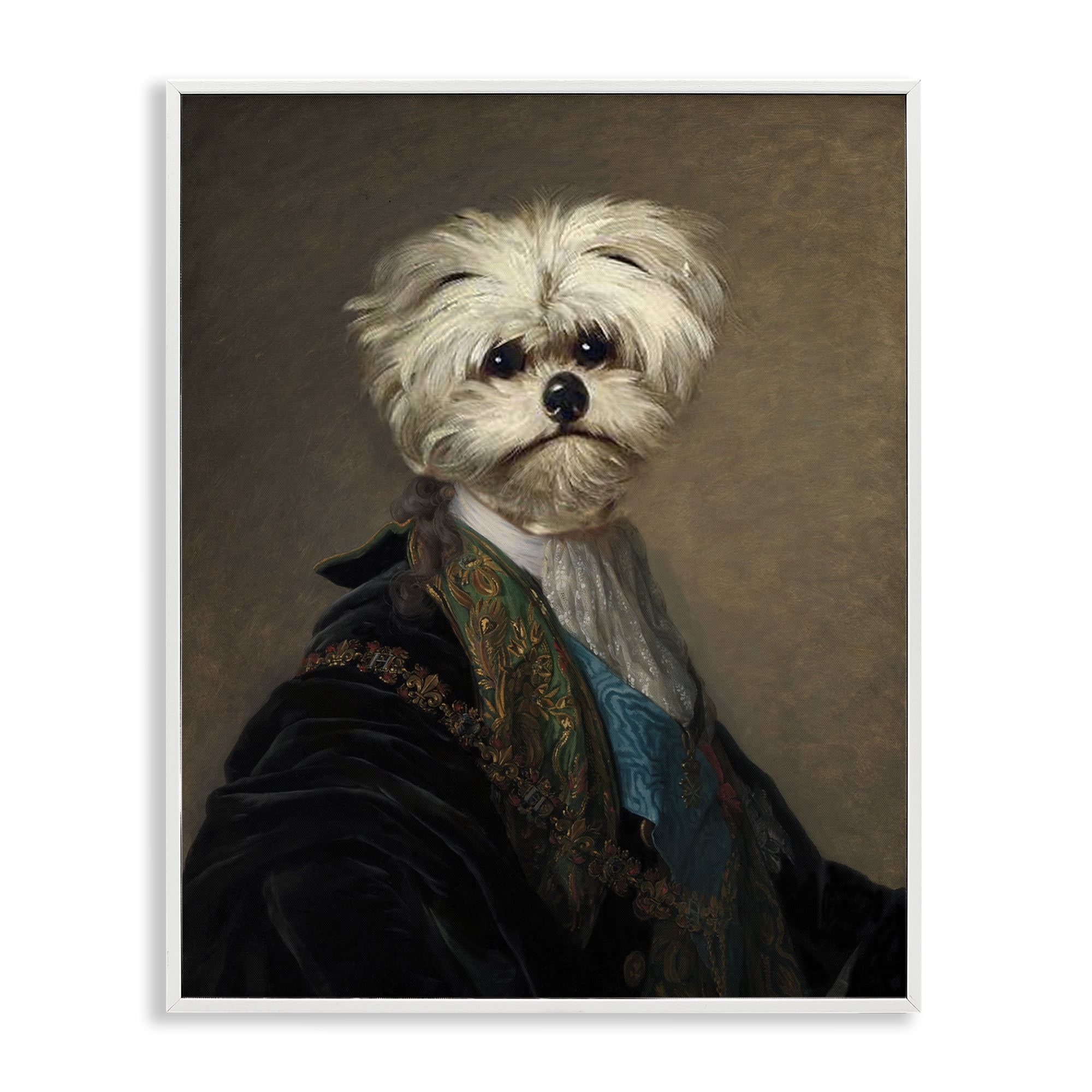 Stupell Industries Regal Bichon Frise Portrait Animals & Insects Painting White Framed Art Print Wall Art, 11 x 14