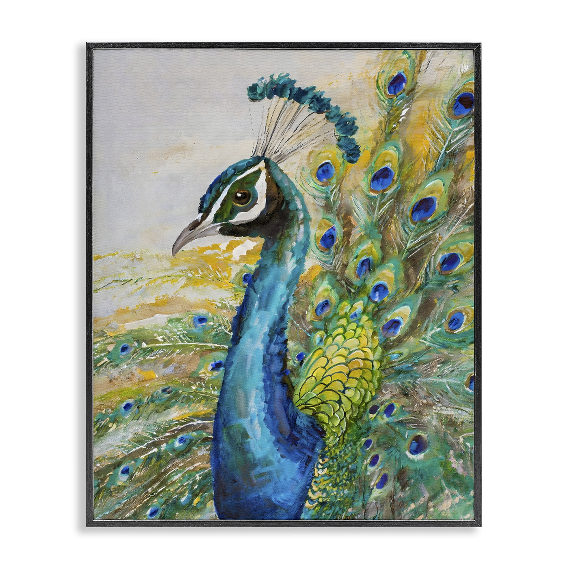 Stupell Industries Regal Blue Peacock Feathers Black Framed Giclee Art, design by Creative Studio