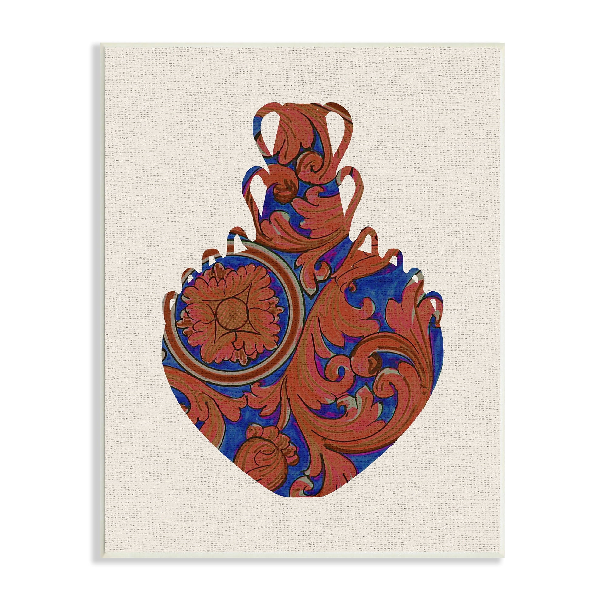 Stupell Industries Regal Blue Red Patterned Urn Modern Pottery, 10 x 15,Design by Daphne Polselli