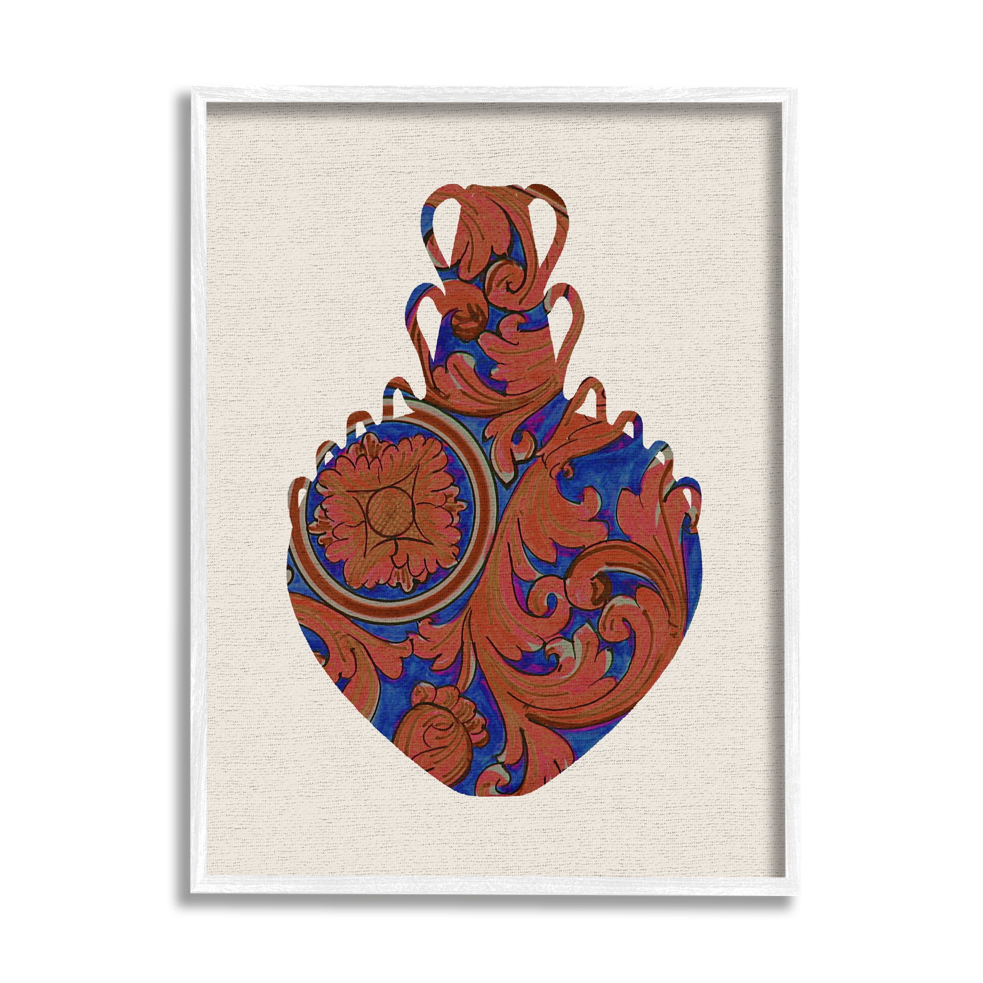 Stupell Industries Regal Blue Red Patterned Urn Modern Pottery, 11 x 14,Design by Daphne Polselli