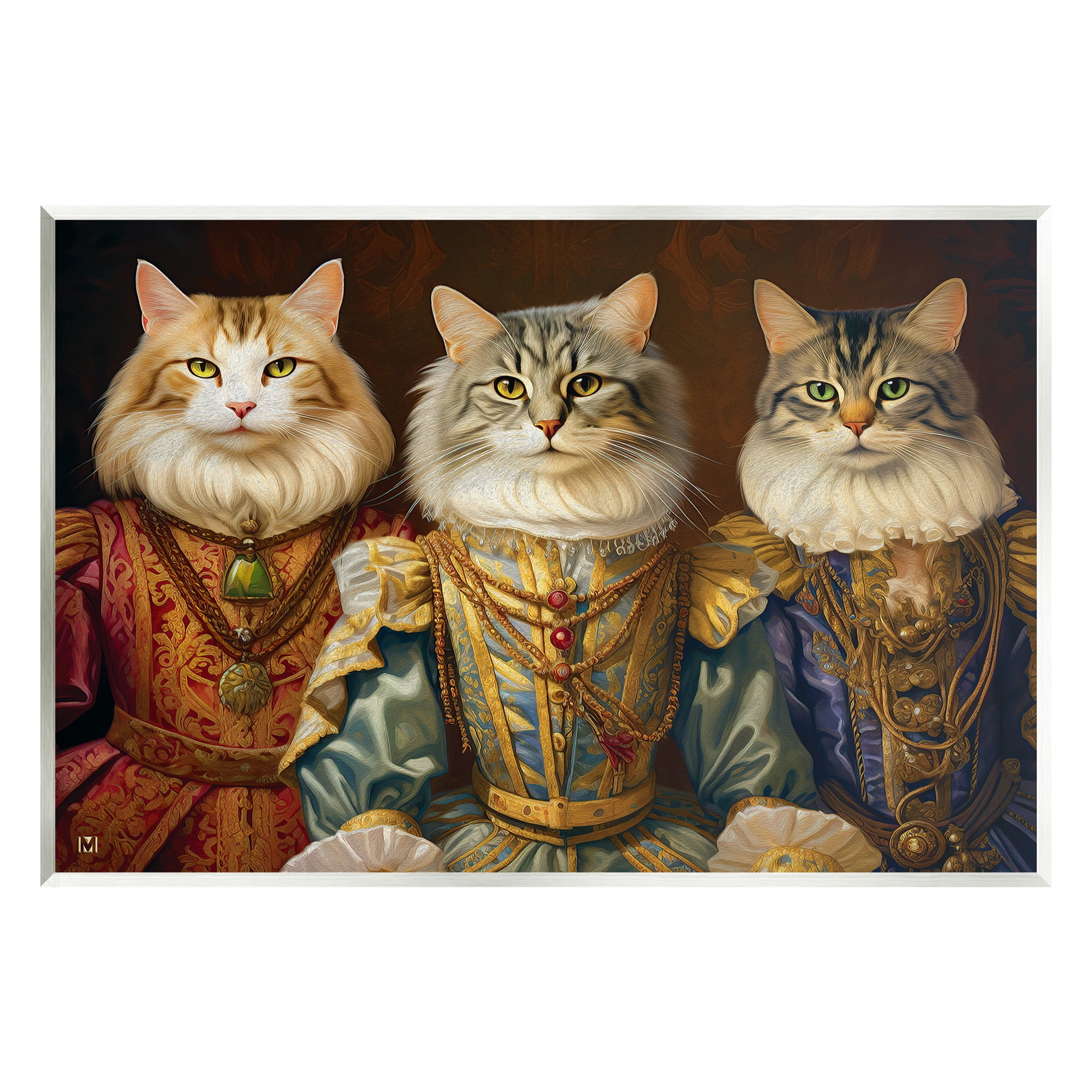 Stupell Industries Regal Cat Trio Animals & Insects Painting Unframed Art Print Wall Art, 15 x 10