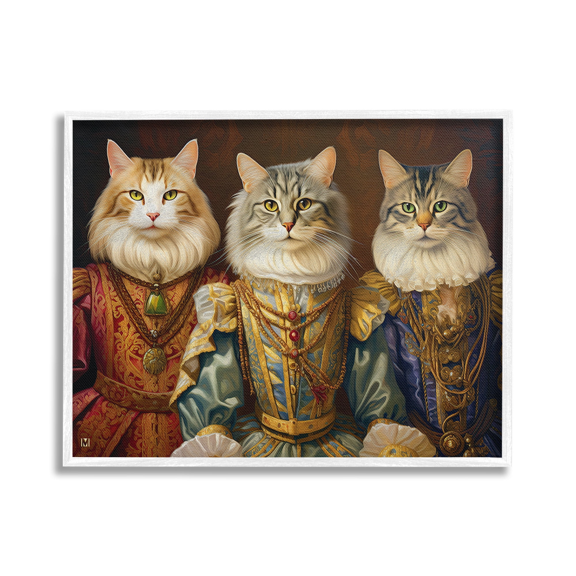 Stupell Industries Regal Cat Trio Animals & Insects Painting White Framed Art Print Wall Art, 30 x 24