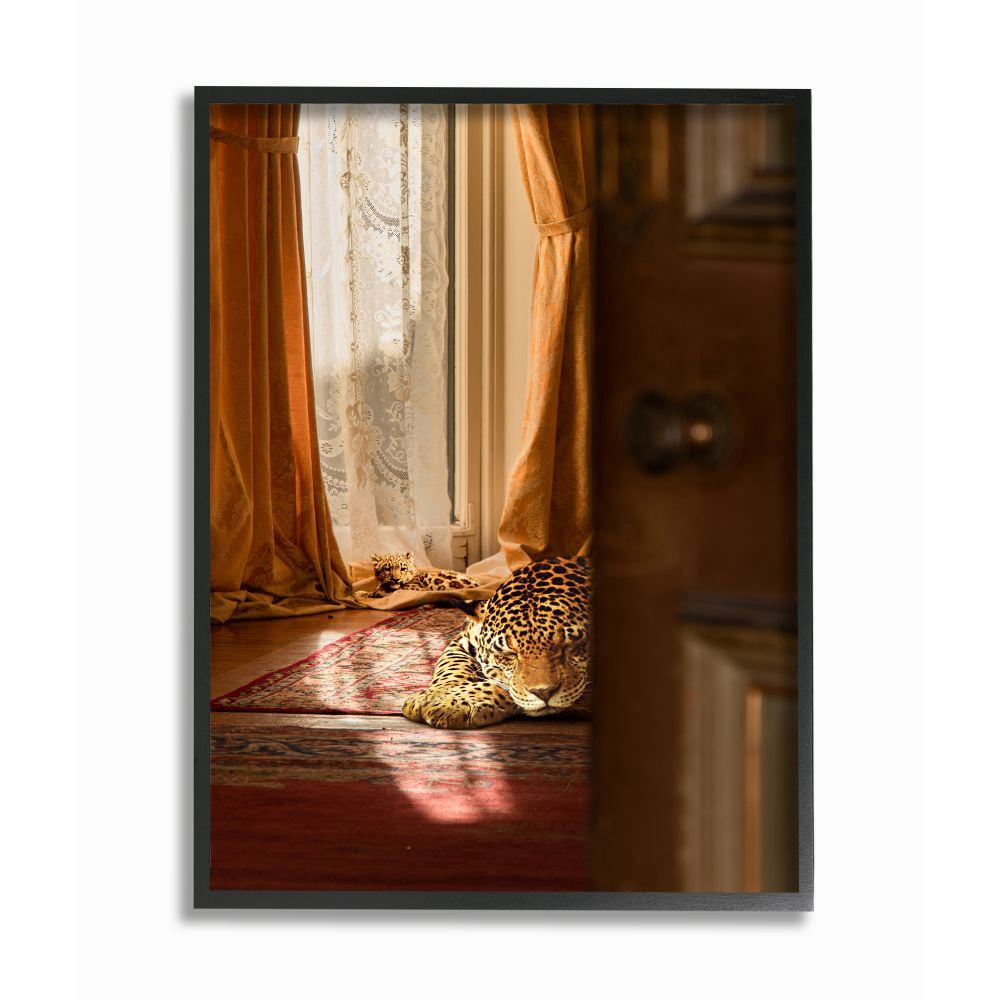 Stupell Industries Regal Cheetahs Resting in Elegant Classic Interior Framed Wall Art Design by Ziwei Li, 24" x 30", Black Framed