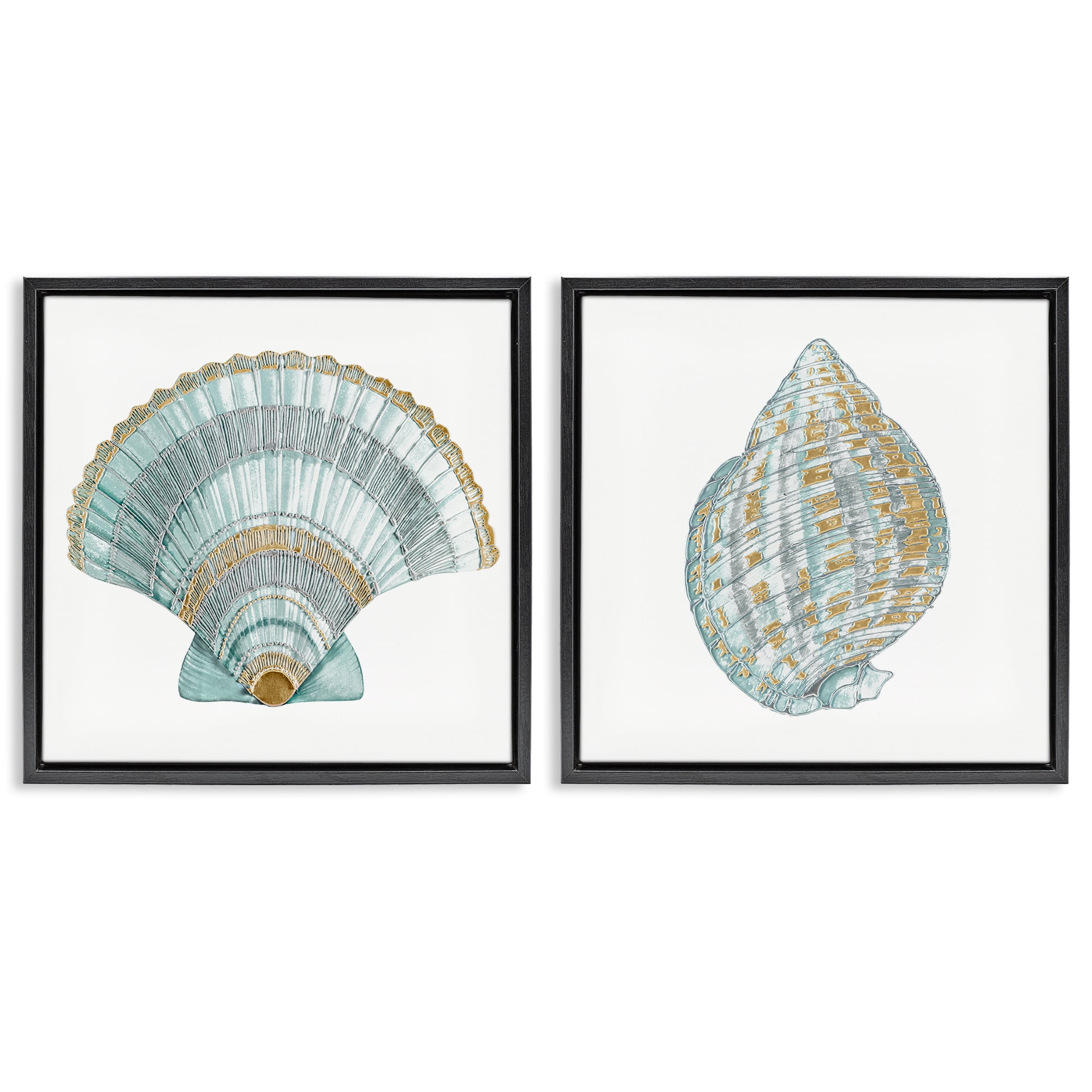 Stupell Industries Regal Clam Shell Duo 2 Piece Black Framed Floater Canvas Set, design by Lorenzo Collective