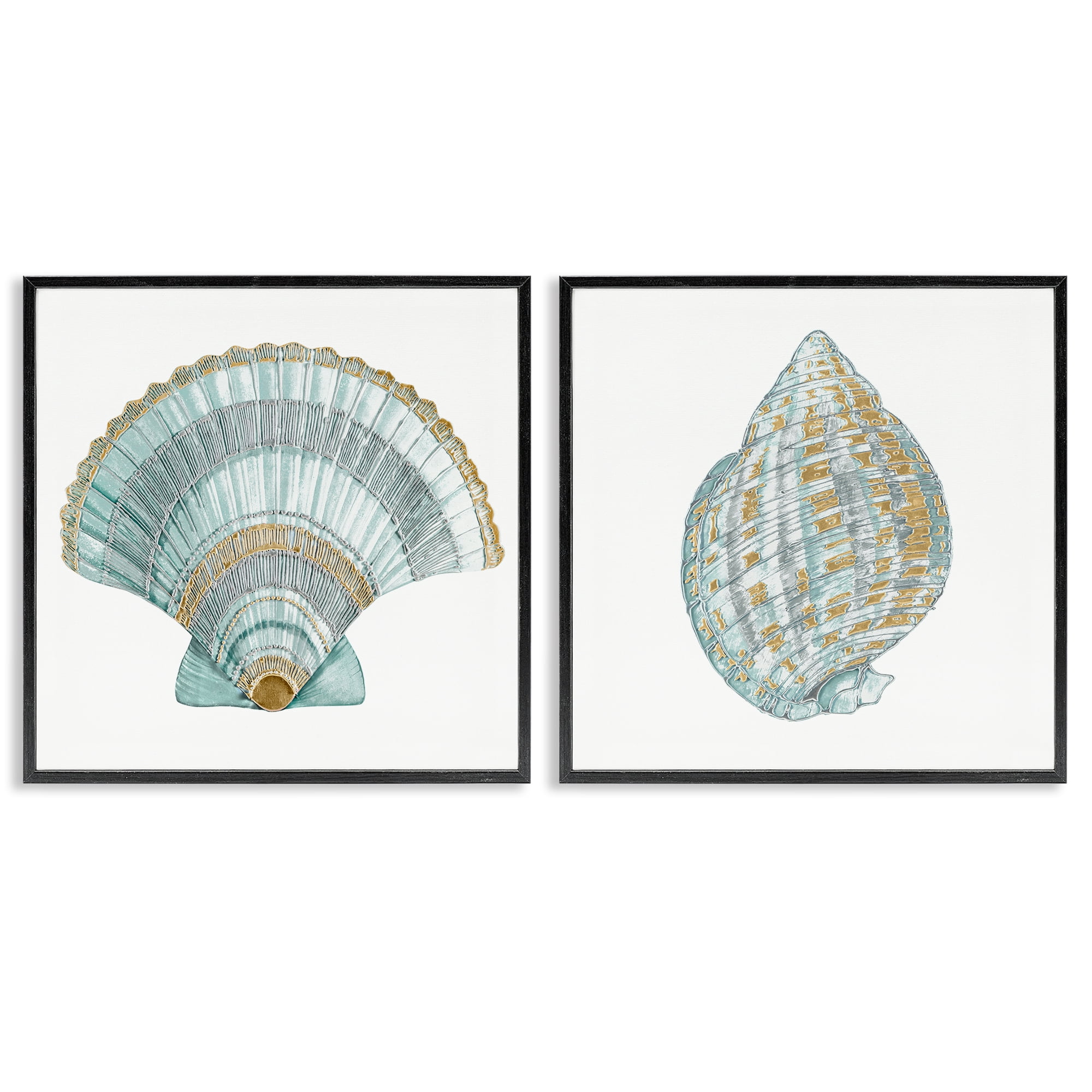 Stupell Industries Regal Clam Shell Duo 2 Piece Black Framed Giclee Art Set, design by Lorenzo Collective