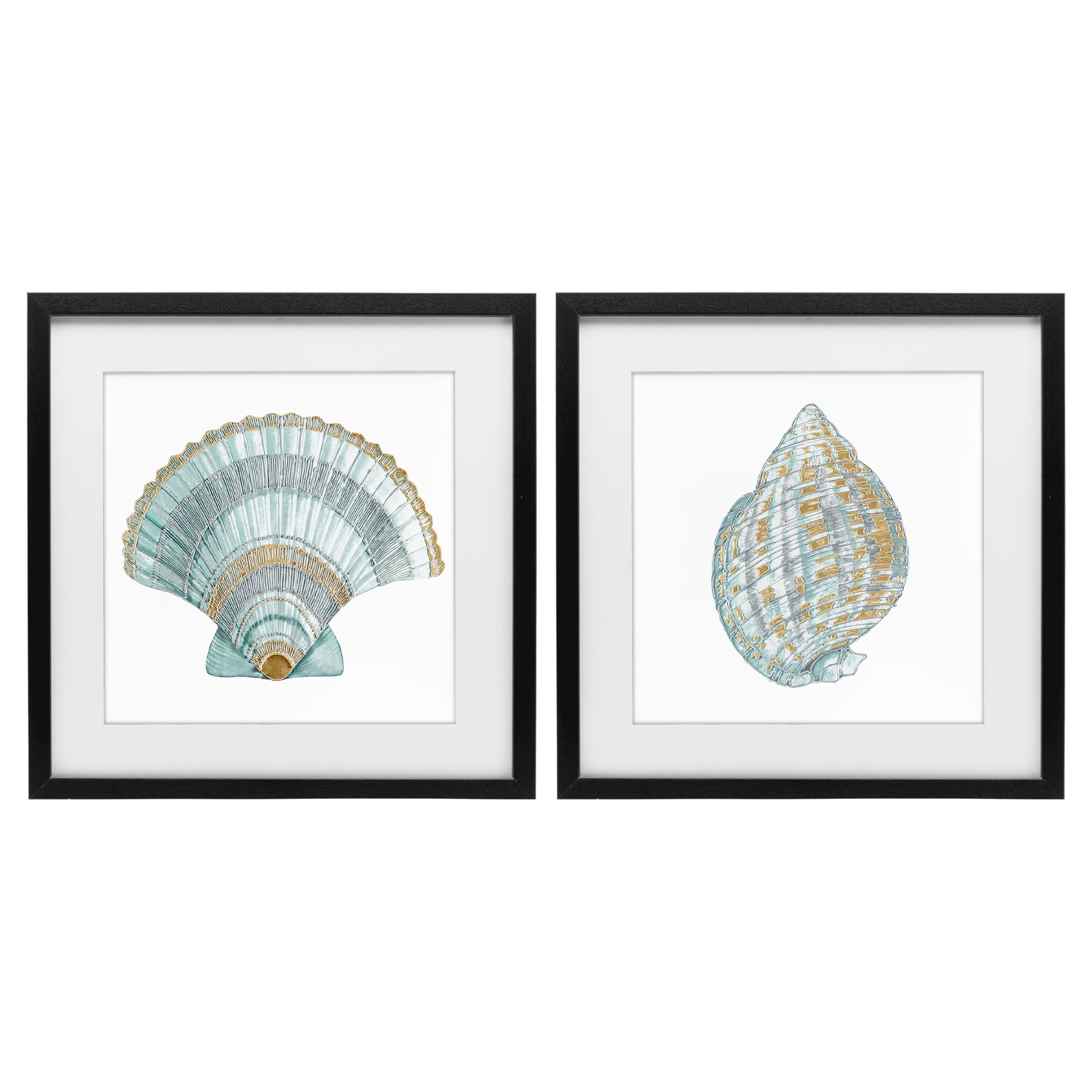 Stupell Industries Regal Clam Shell Duo 2 Piece Black Framed Print Under Glass Set, design by Lorenzo Collective
