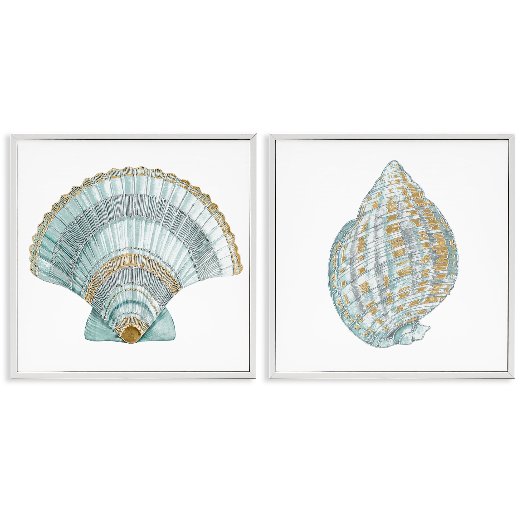 Stupell Industries Regal Clam Shell Duo 2 Piece White Framed Giclee Art Set, design by Lorenzo Collective