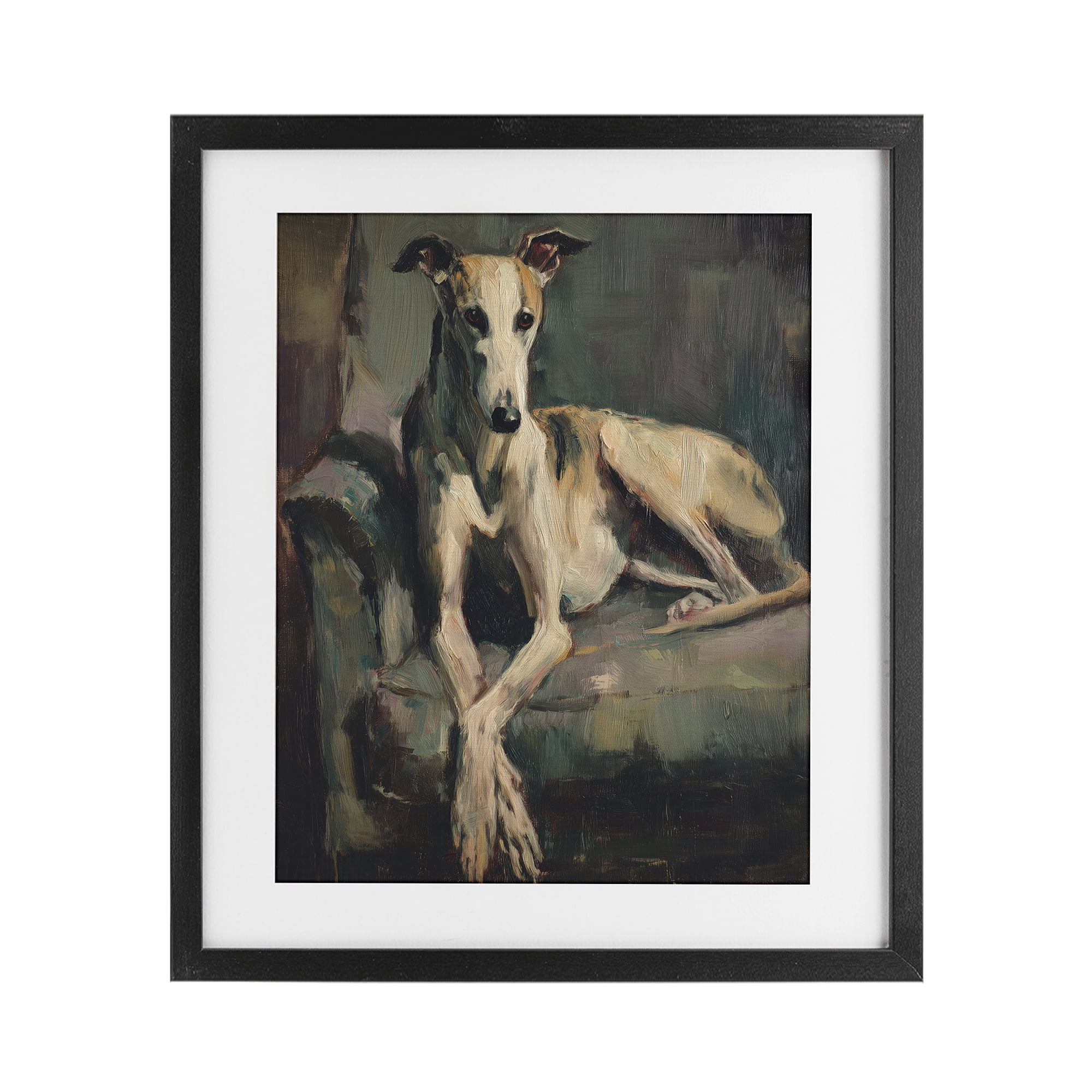 Stupell Industries Regal Comfort Whippet Dog Black Framed Print Under Glass, design by Svetlana Aleynikova
