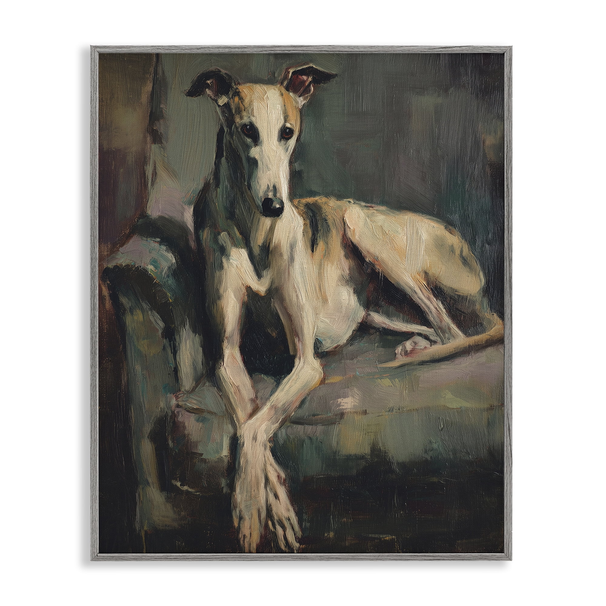 Stupell Industries Regal Comfort Whippet Dog Gray Framed Giclee Art, design by Svetlana Aleynikova