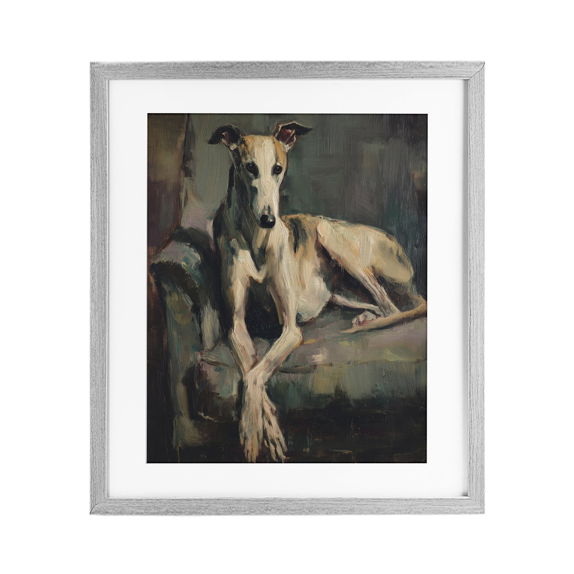 Stupell Industries Regal Comfort Whippet Dog Gray Framed Print Under Glass, design by Svetlana Aleynikova