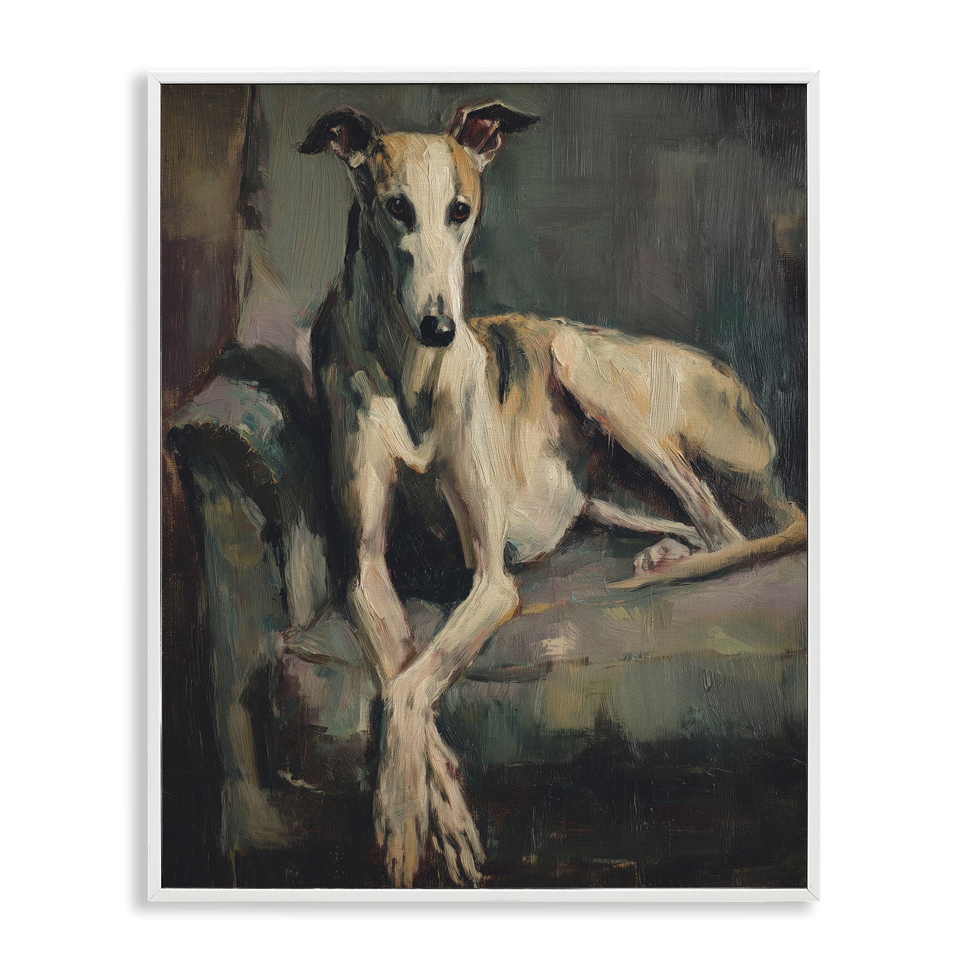 Stupell Industries Regal Comfort Whippet Dog White Framed Giclee Art, design by Svetlana Aleynikova
