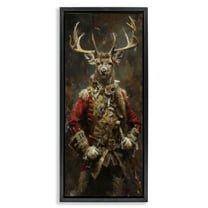 Stupell Industries Regal Deer Portrait Animals & Insects Painting Black Floater Framed Art Print Wall Art, 11 x 25