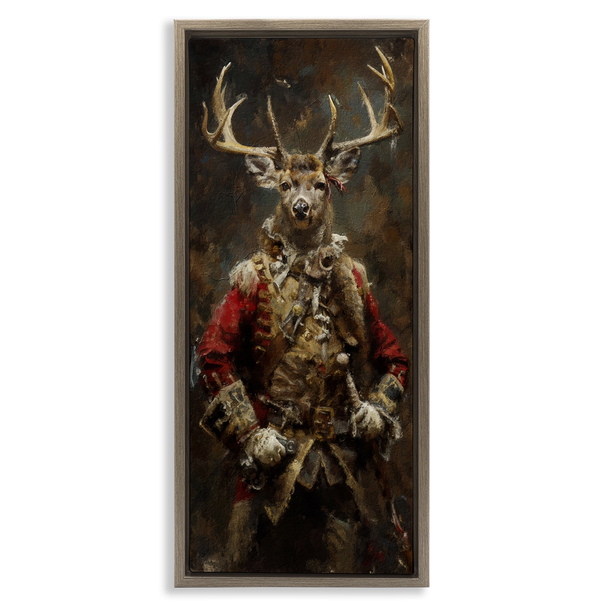 Stupell Industries Regal Deer Portrait Animals & Insects Painting Brown Floater Framed Art Print Wall Art, 15 x 31