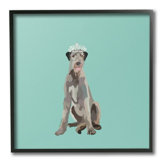 Stupell Industries Regal Dog in Crown Animals & Insects Painting Black Framed Art Print Wall Art, 17 x 17