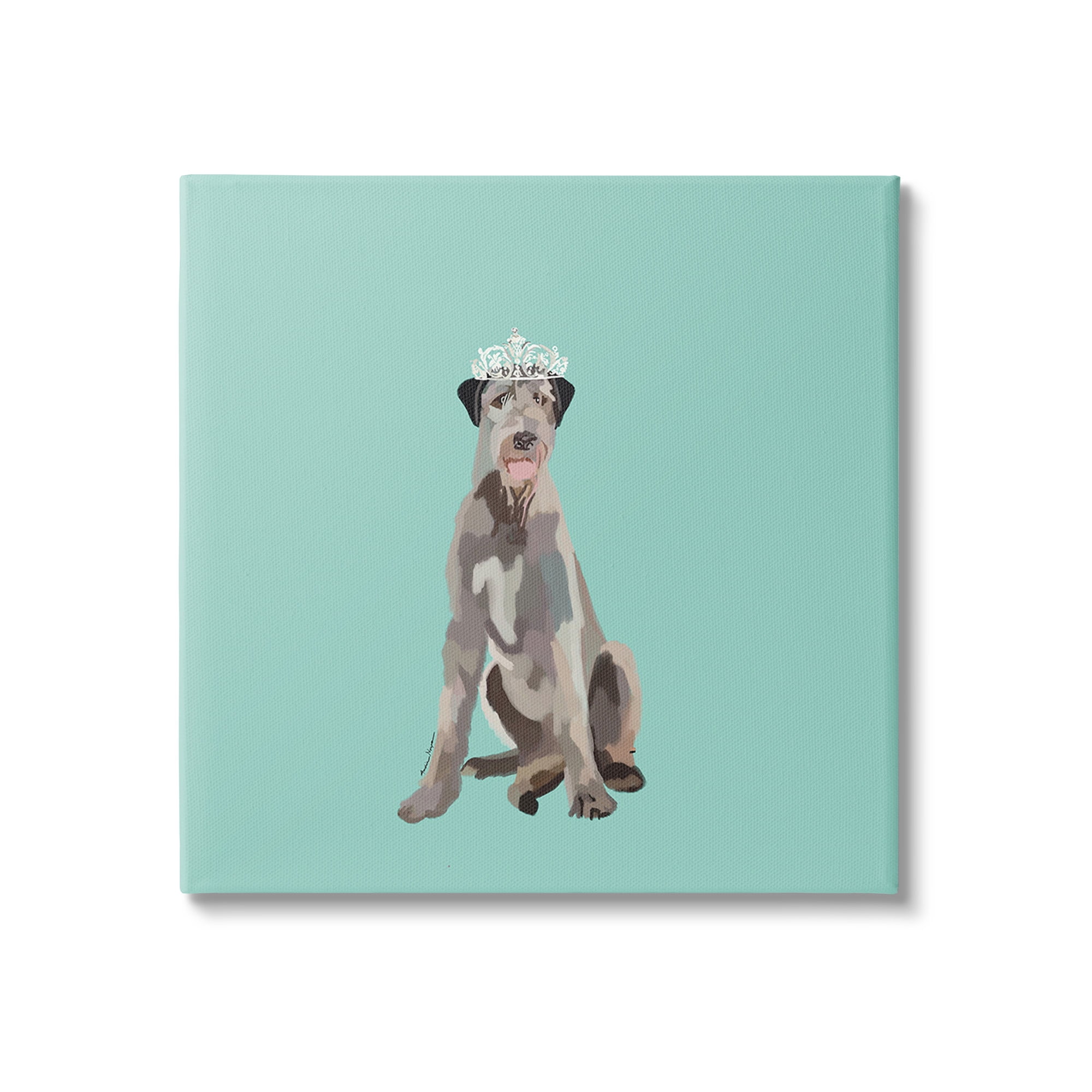Stupell Industries Regal Dog in Crown Animals & Insects Painting Gallery Wrapped Canvas Art Print Wall Art, 17 x 17