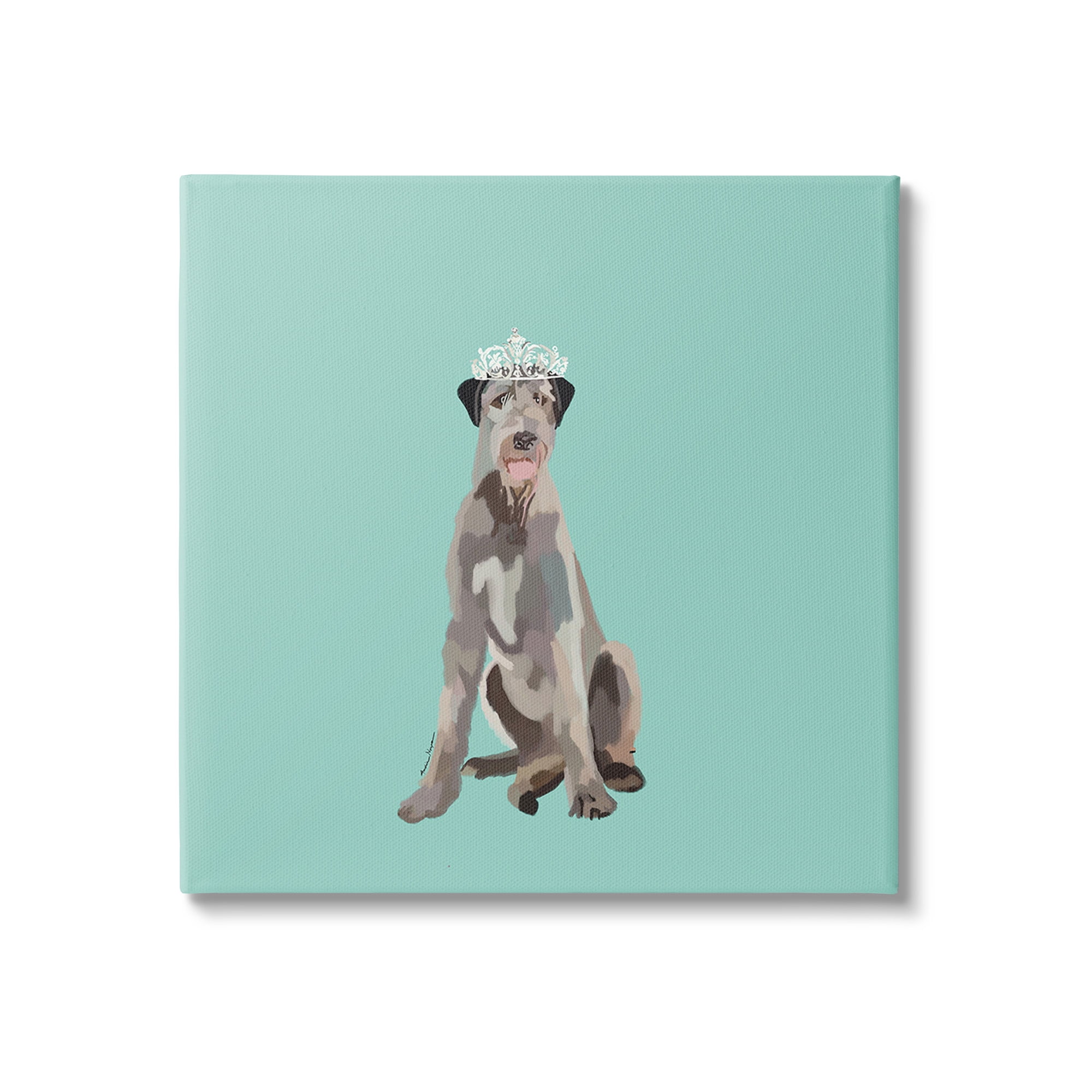 Stupell Industries Regal Dog in Crown Animals & Insects Painting Gallery Wrapped Canvas Art Print Wall Art, 30 x 30