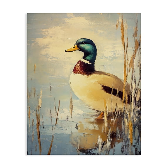 Stupell Industries Regal Duck Portrait Animals Painting Wrapped Canvas Canvas Art Print Wall Art, 30 x 40