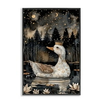 Stupell Industries Regal Duck at Night Animals & Insects Painting Black Framed Art Print Wall Art, 12 x 18