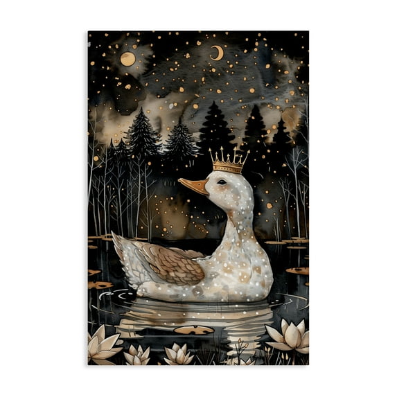 Stupell Industries Regal Duck at Night Animals & Insects Painting Gallery Wrapped Canvas Art Print Wall Art, 20 x 30