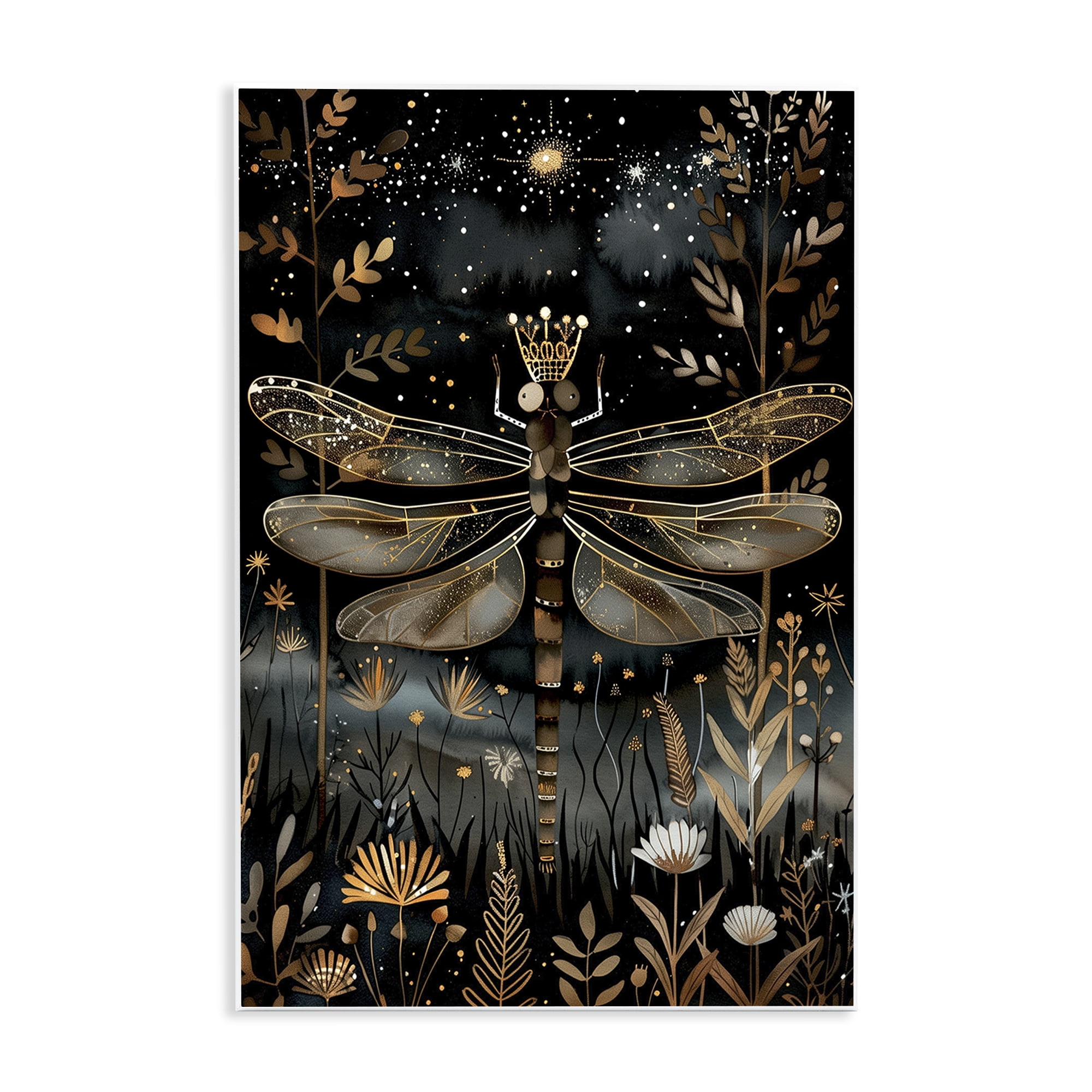 Stupell Industries Regal Gilded Dragonfly Animals & Insects Painting Unframed Art Print Wall Art, 10 x 15