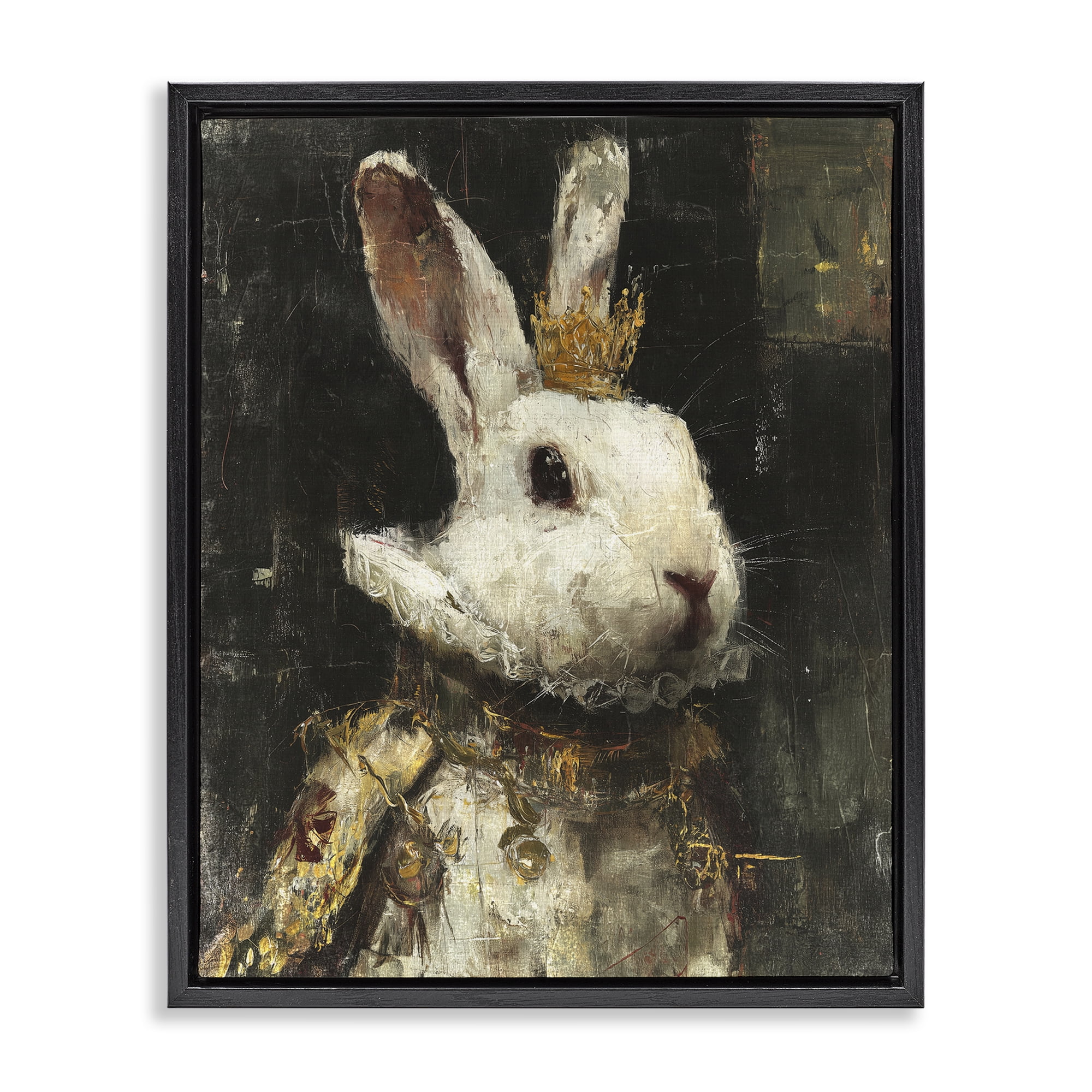 Stupell Industries Regal Hare Portrait Black Framed Floater Canvas Wall Art, design by Svetlana Aleynikova
