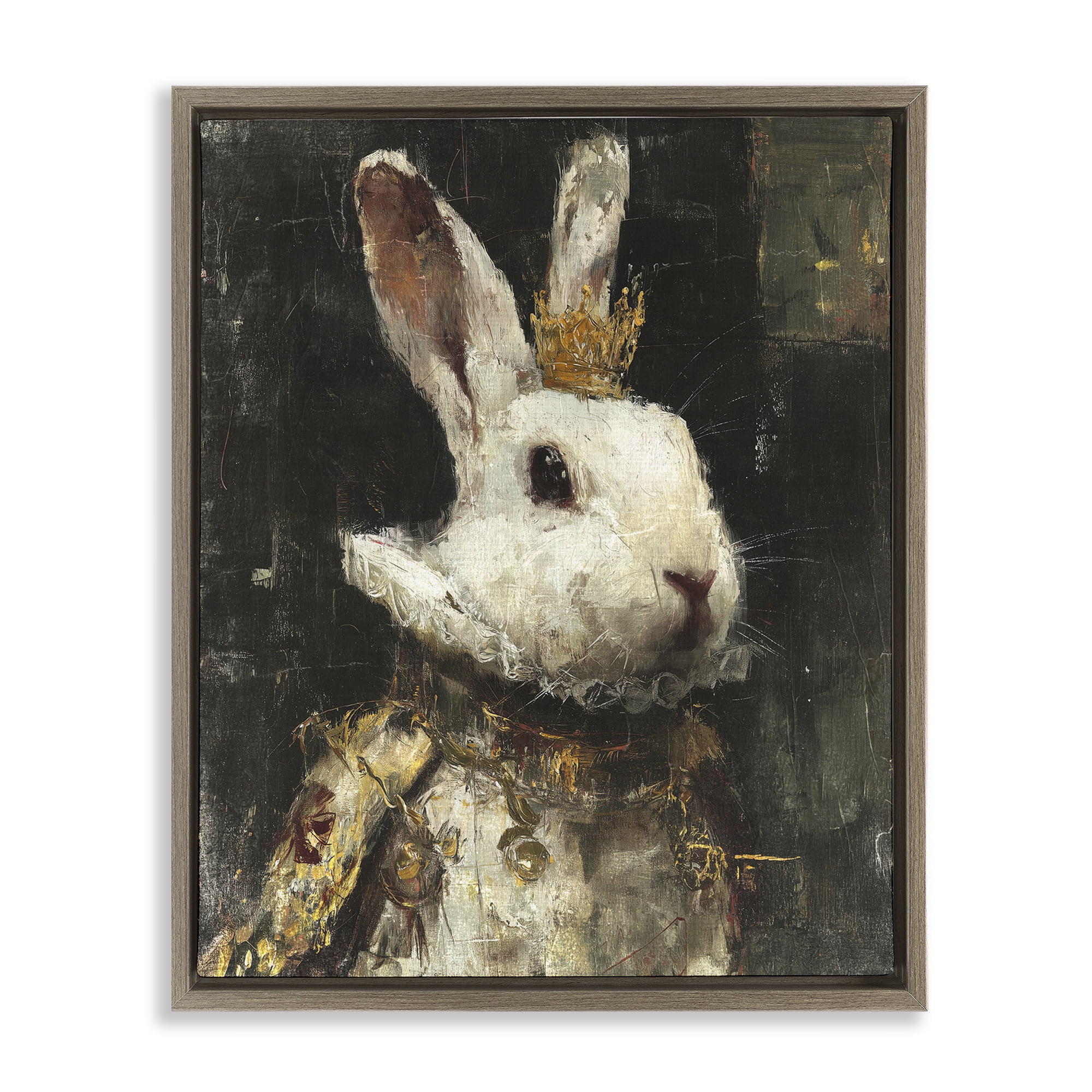 Stupell Industries Regal Hare Portrait Brown Framed Floater Canvas Wall Art, design by Svetlana Aleynikova