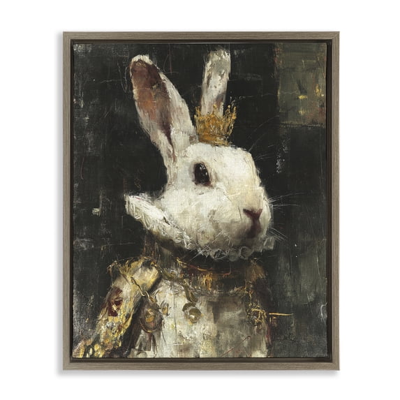 Stupell Industries Traditional Regal Hare Portrait Brown Floating Frame Canvas Art, 17 x 21, by Svetlana Aleynikova