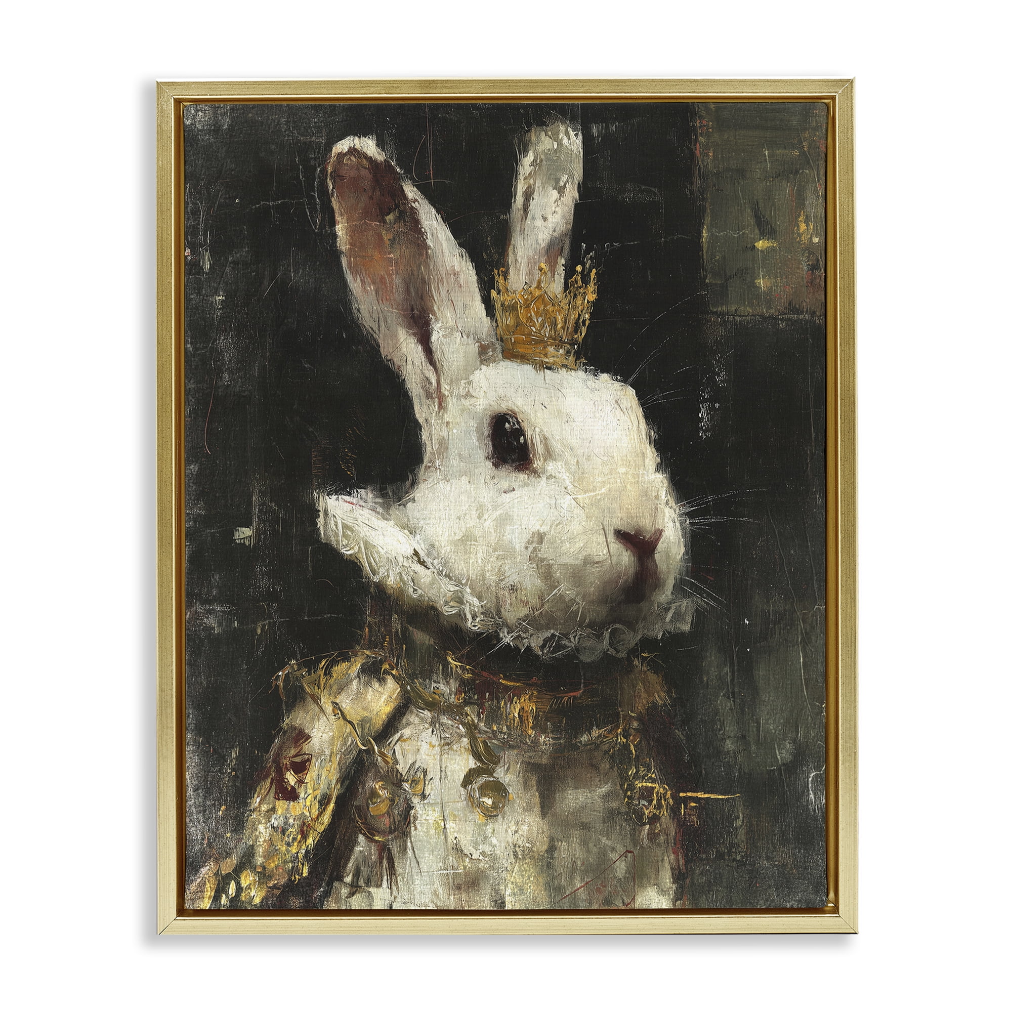 Stupell Industries Regal Hare Portrait Gold Framed Floater Canvas Wall Art, design by Svetlana Aleynikova