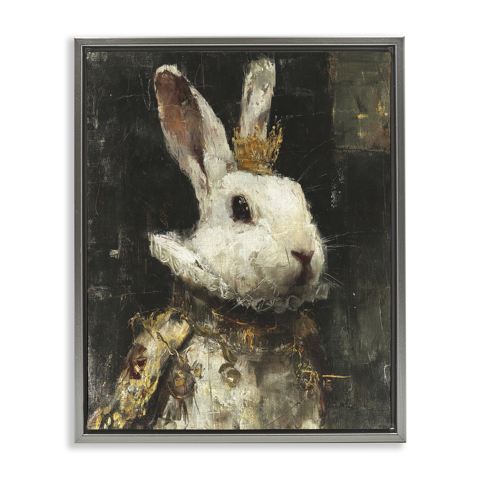 Stupell Industries Regal Hare Portrait Gray Framed Floater Canvas Wall Art, design by Svetlana Aleynikova