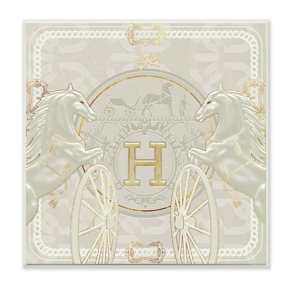 Stupell Industries Regal Horses Glam Fashion Brand White Gold Wall Plaque by Ziwei Li