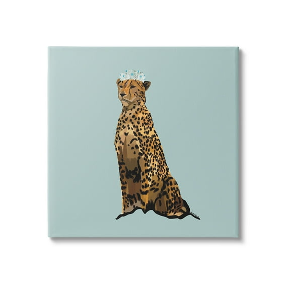 Stupell Industries Regal Leopard with Crown Animals & Insects Painting Gallery Wrapped Canvas Art Print Wall Art, 17 x 17