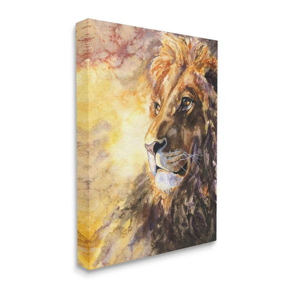 Stupell Industries Regal Lion Mane Safari Animal King Portrait Animals & Insects Painting Gallery Wrapped Canvas Art Print Wall Art, 16 x 20