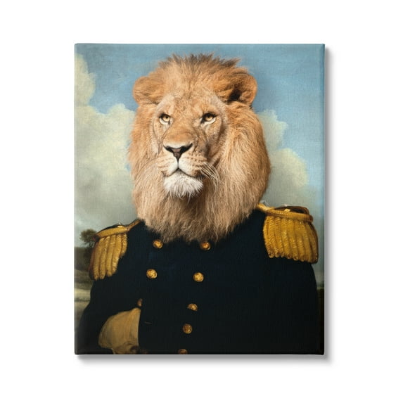 Stupell Industries Regal Lion Portrait Military Uniform Adorned Epaulettes Canvas Wall Art, 24 x 30, Design by Philippe Tyberghien