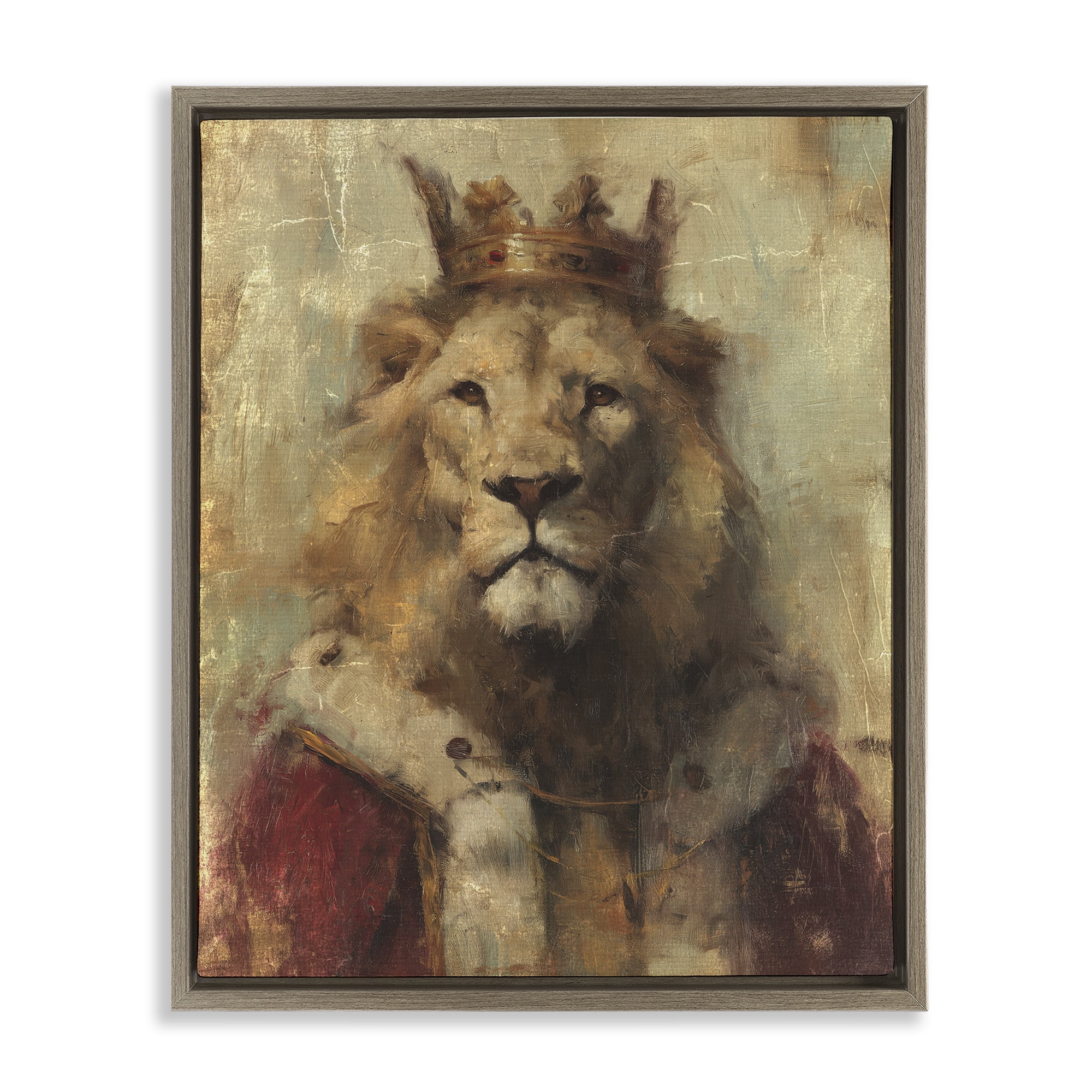 Stupell Industries Regal Lion Sovereign Brown Framed Floater Canvas Wall Art, design by Svetlana Aleynikova
