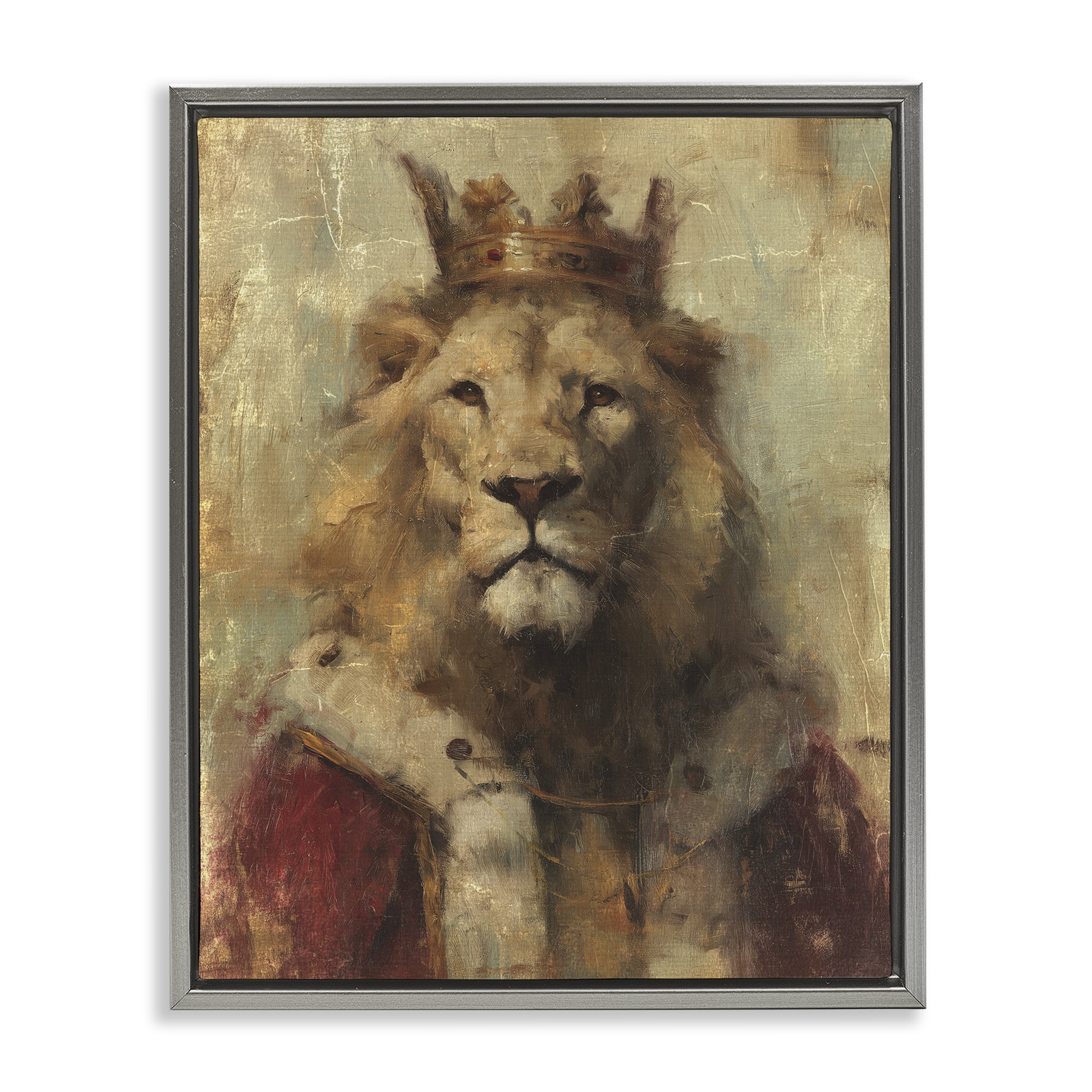 Stupell Industries Regal Lion Sovereign Gray Framed Floater Canvas Wall Art, design by Svetlana Aleynikova