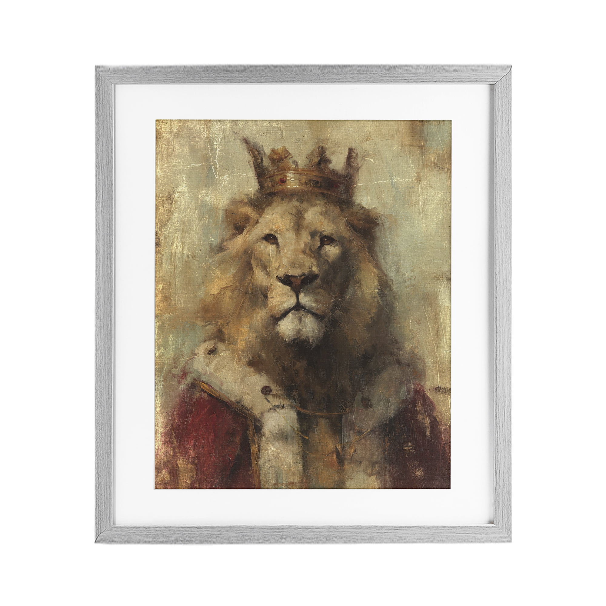 Stupell Industries Regal Lion Sovereign Gray Framed Print Under Glass, design by Svetlana Aleynikova