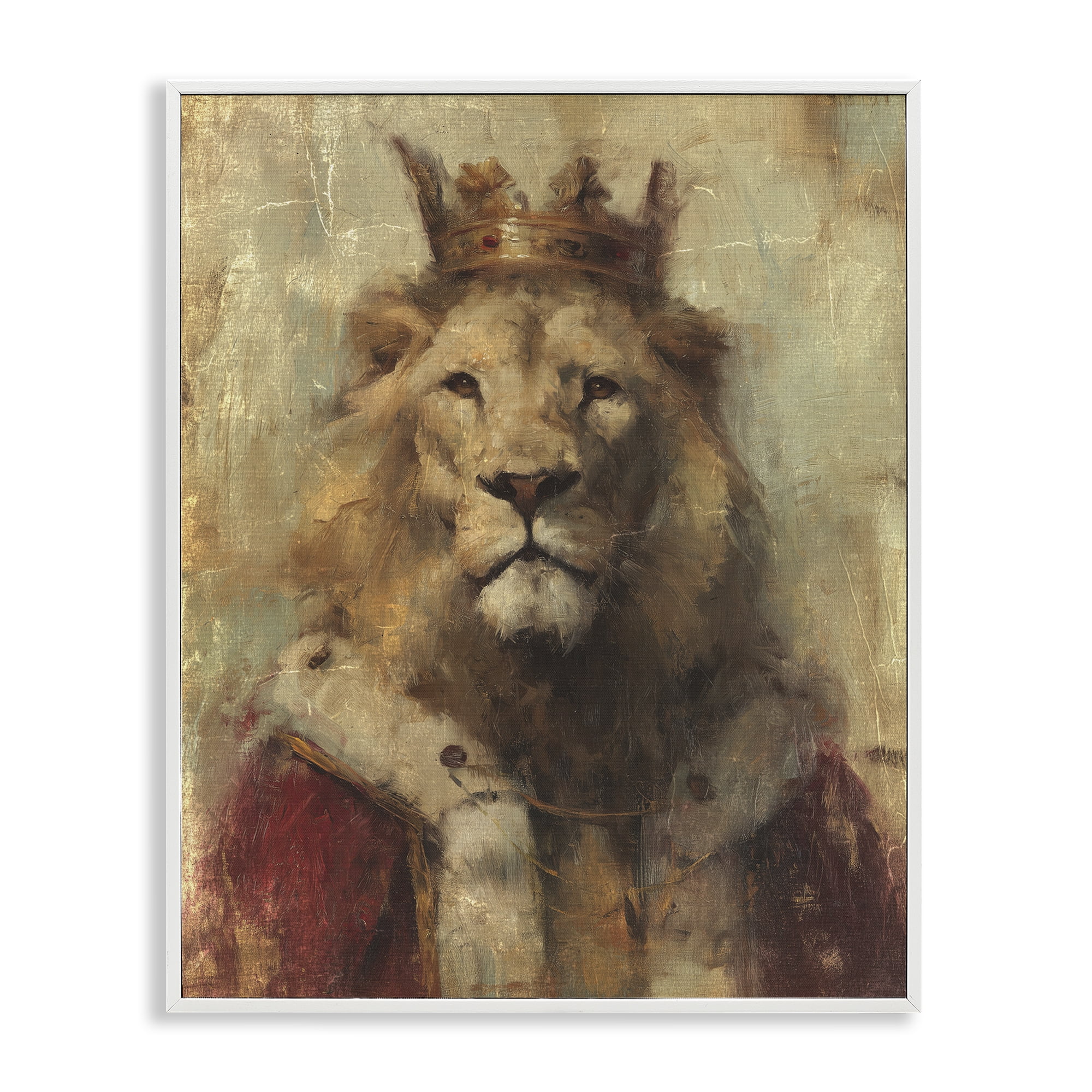 Stupell Industries Regal Lion Sovereign White Framed Giclee Art, design by Svetlana Aleynikova