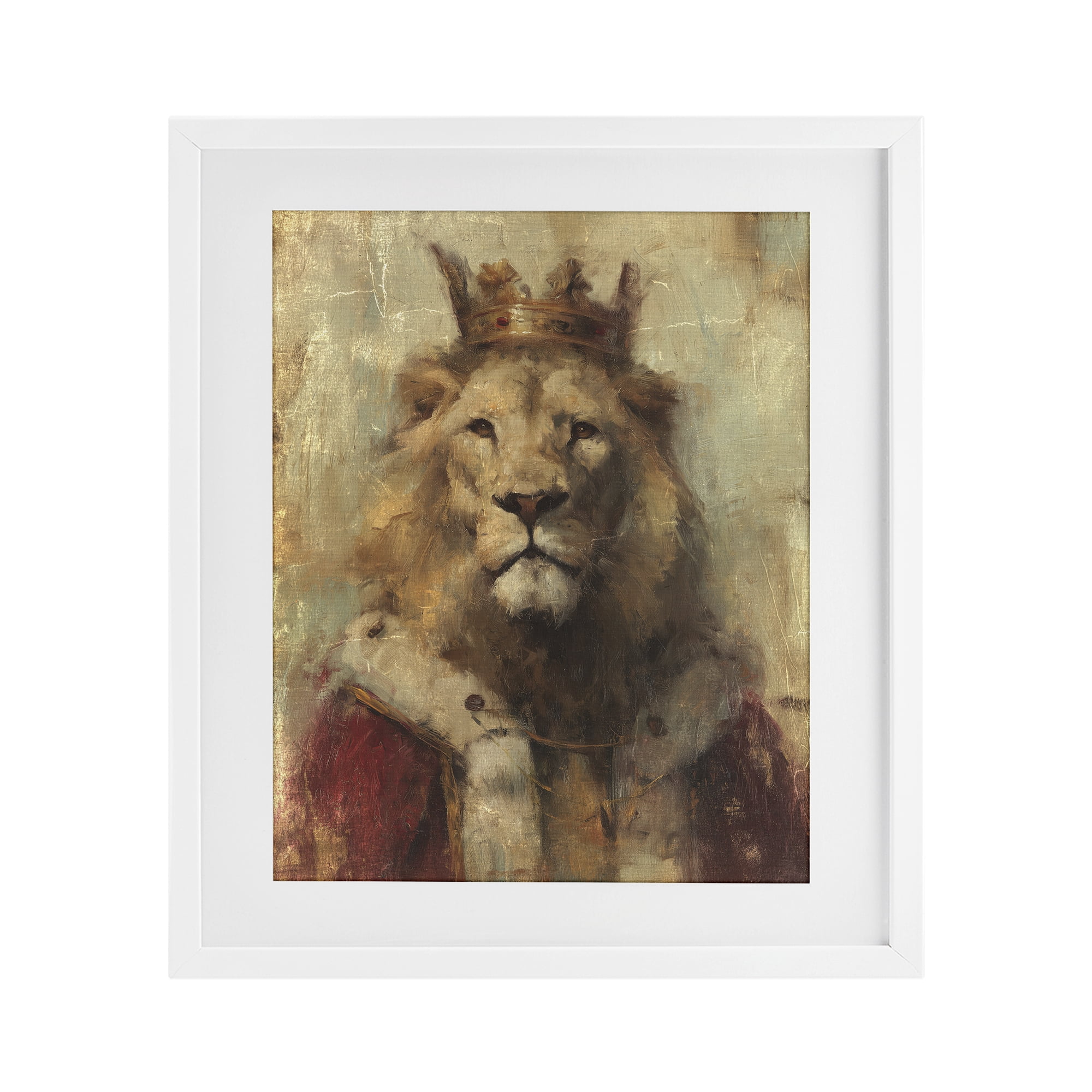 Stupell Industries Regal Lion Sovereign White Framed Print Under Glass, design by Svetlana Aleynikova