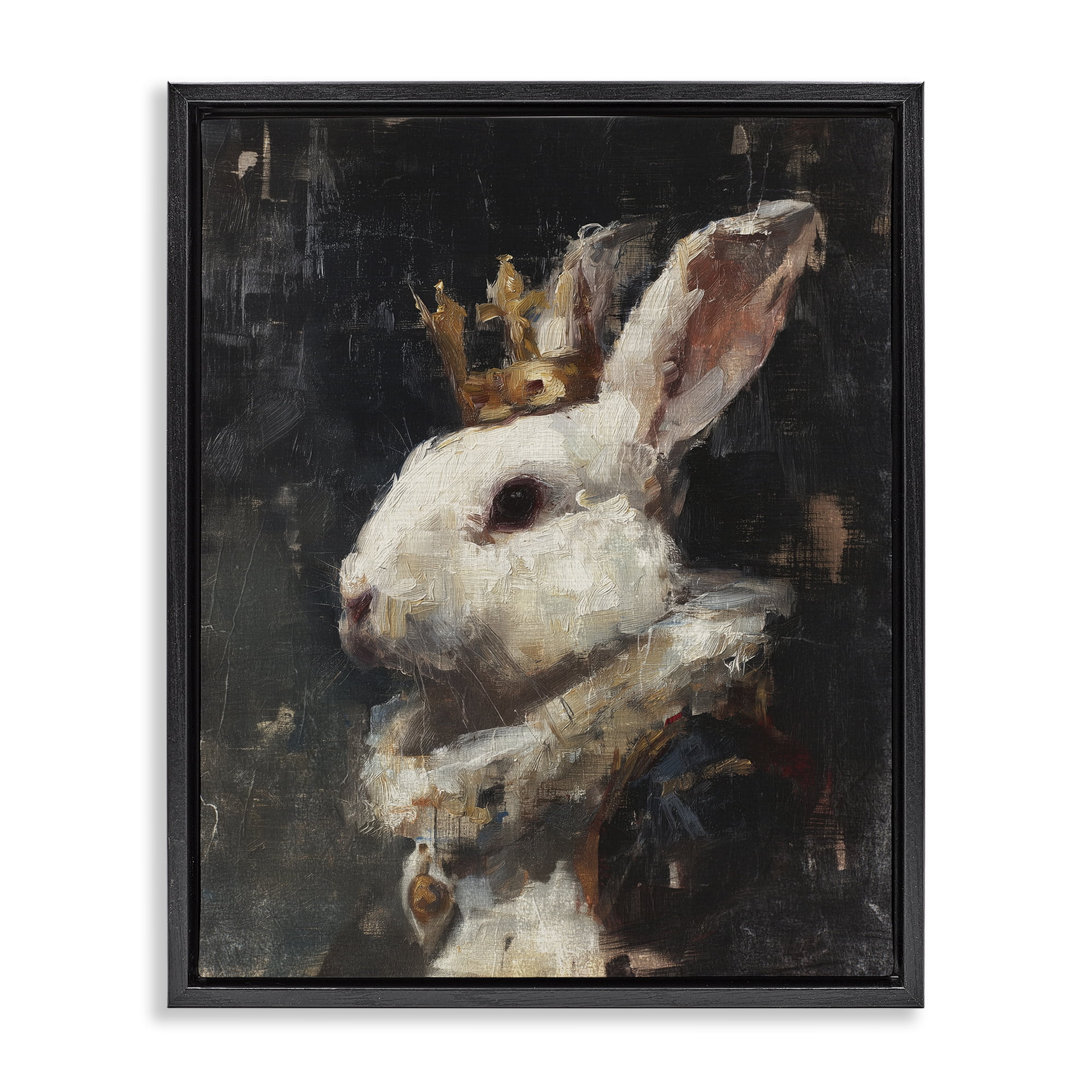 Stupell Industries Regal Monarch Rabbit Black Framed Floater Canvas Wall Art, design by Svetlana Aleynikova