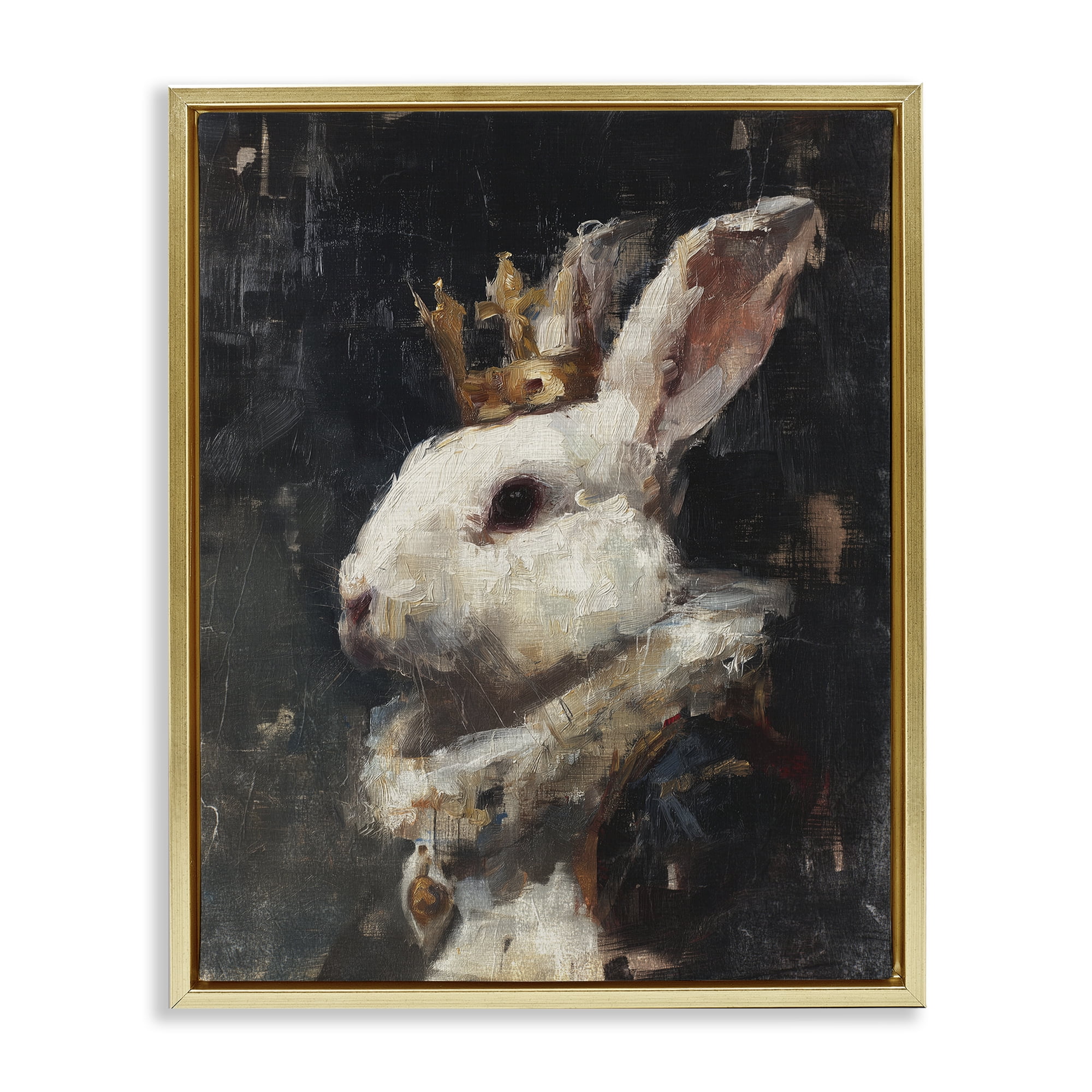 Stupell Industries Regal Monarch Rabbit Gold Framed Floater Canvas Wall Art, design by Svetlana Aleynikova