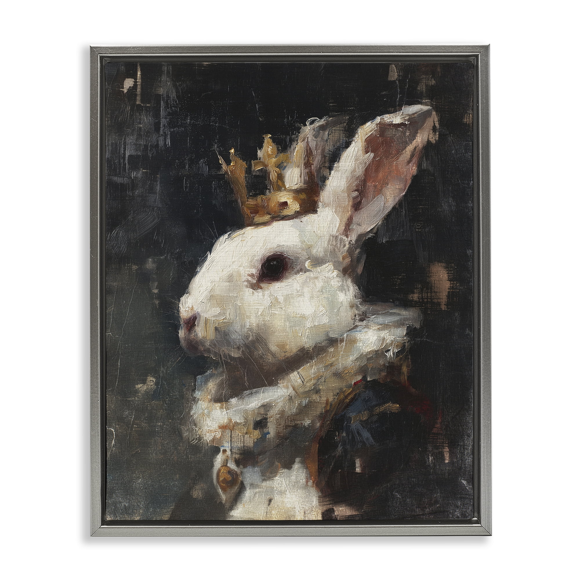 Stupell Industries Regal Monarch Rabbit Gray Framed Floater Canvas Wall Art, design by Svetlana Aleynikova