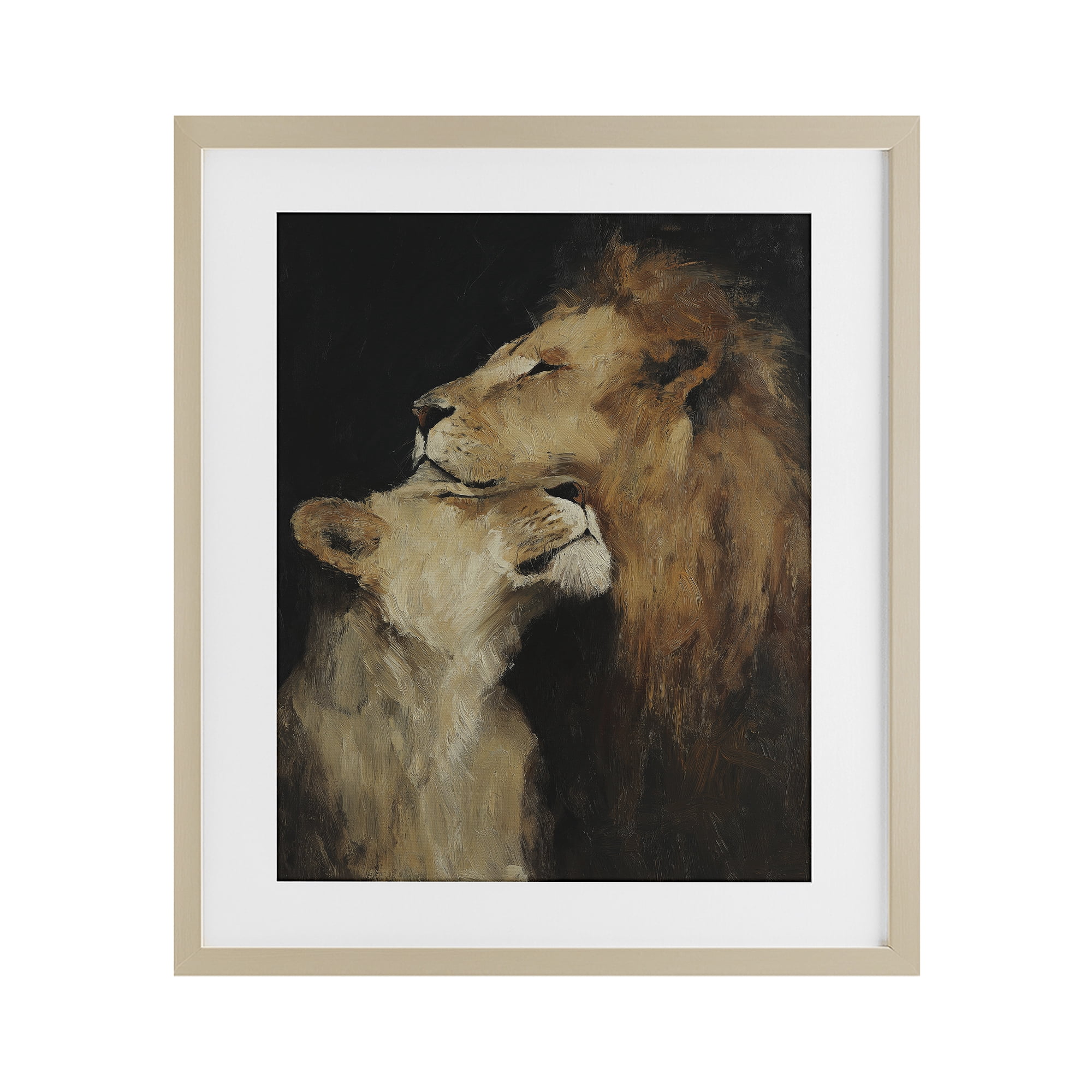 Stupell Industries Regal Pair of Lions Birch Framed Print Under Glass, design by Svetlana Aleynikova